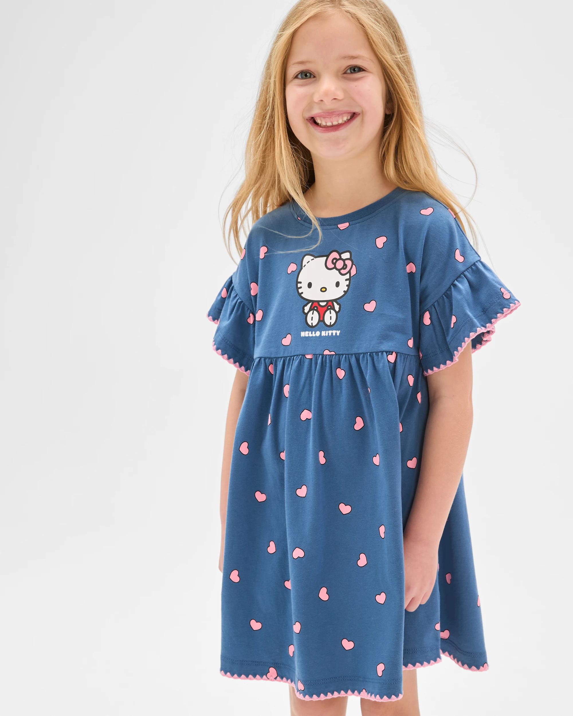 1 Hello Kitty Australian Cotton Jersey Dress HELLO KITTY BLUE, 1 of 6