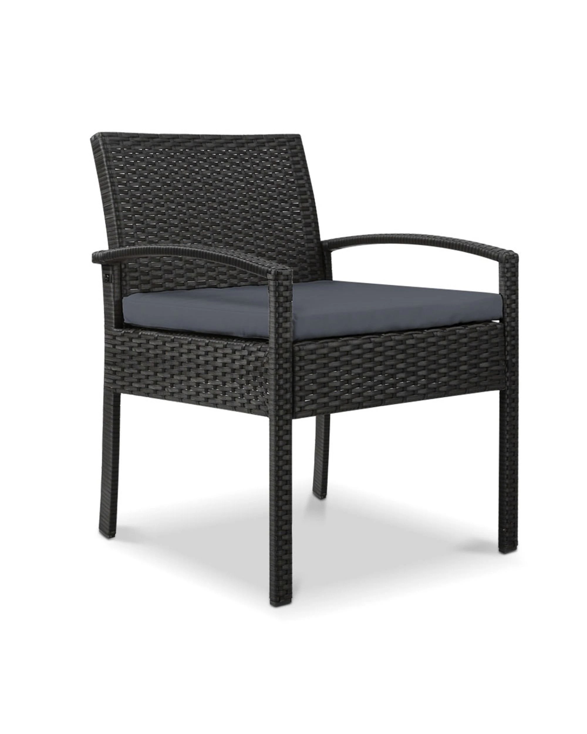1 Gardeon Outdoor Dining Chairs Patio Furniture Rattan Lounge Chair Cushion - Black, 1 of 4