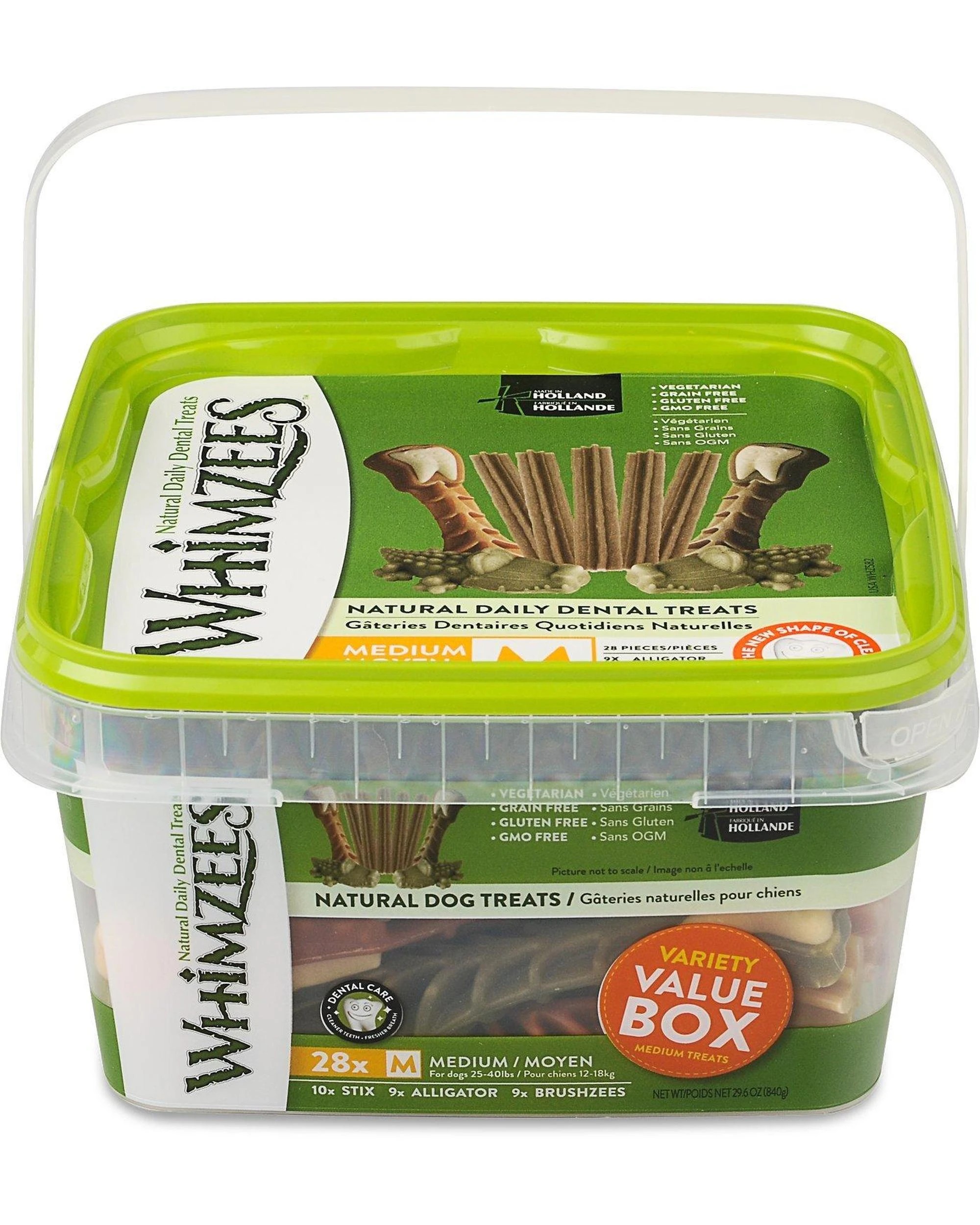 1 Whimzees Variety Value Box Dental Care Dog Treat Medium 28 Pack, 1 of 1