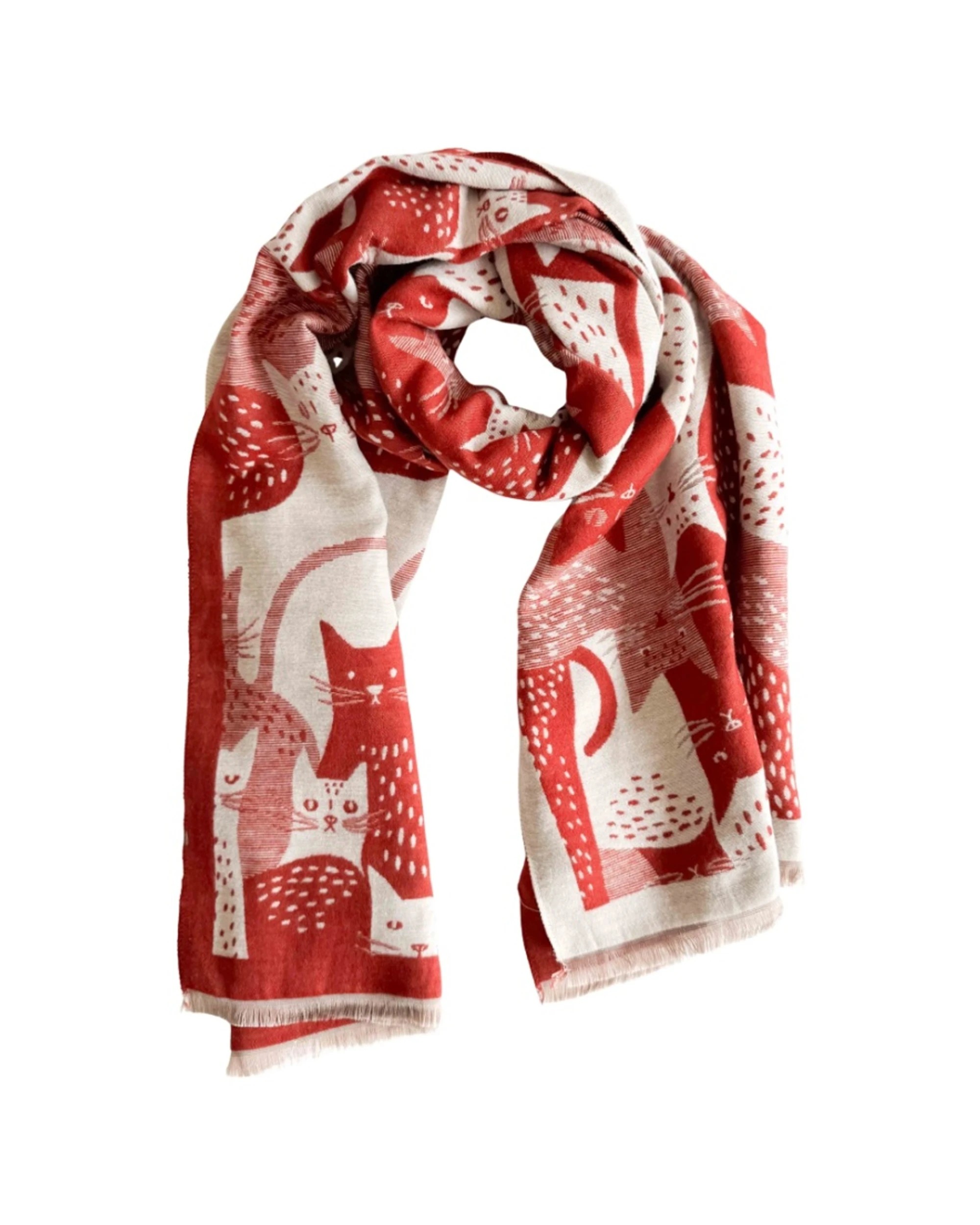 1 Urban Products Moggy Cat Scarf Lightweight Fabric Fringed Edges Stylish Accessory 180cm - Pattern, 1 of 1