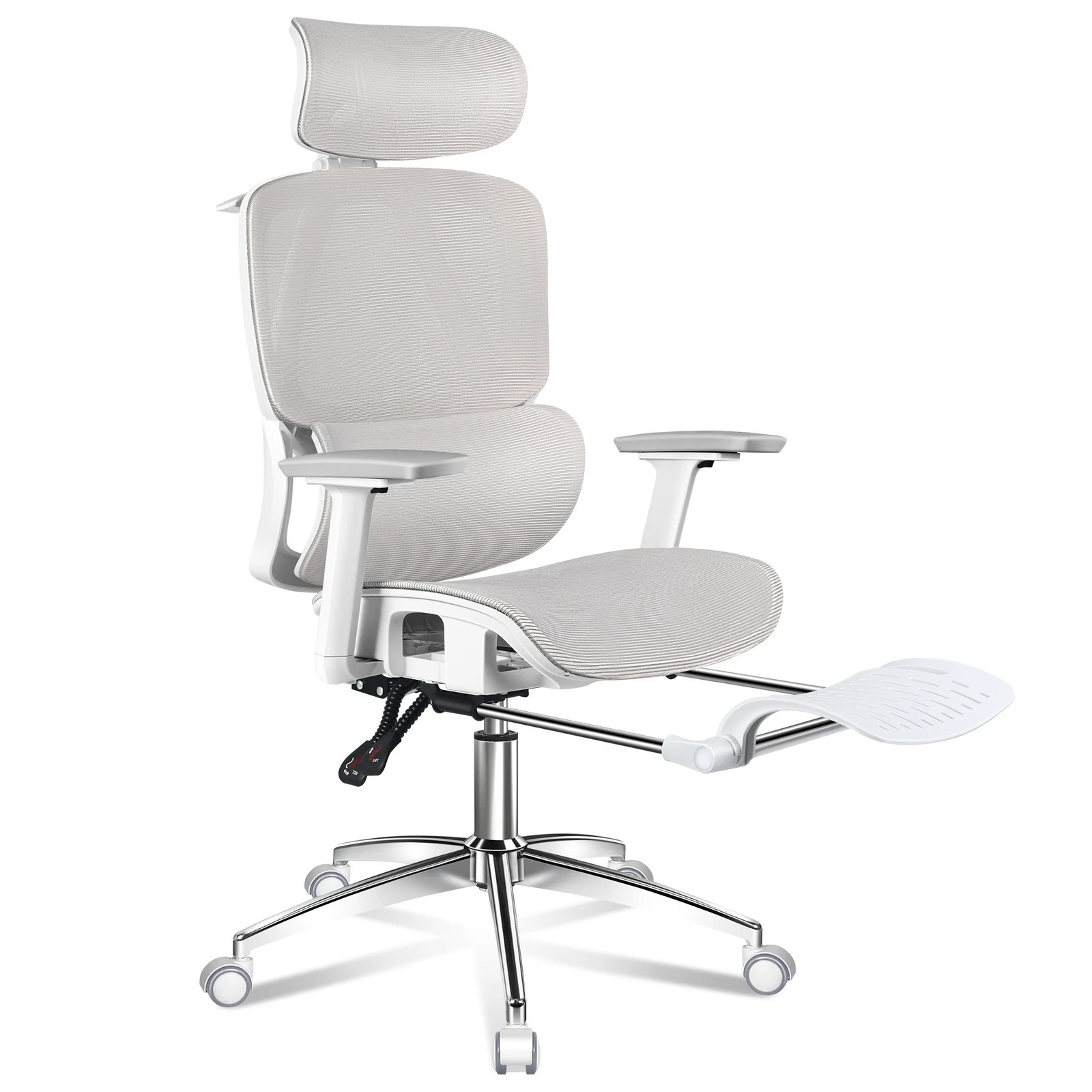 1 Alfordson Ergonomic Office Chair Mesh Seat Desk Computer Gaming - White Grey, 1 of 9