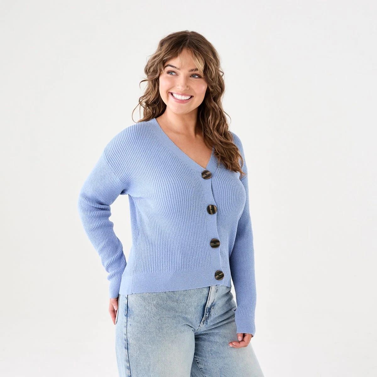 2 Textured V-Neck Cardigan HERON, 2 of 6