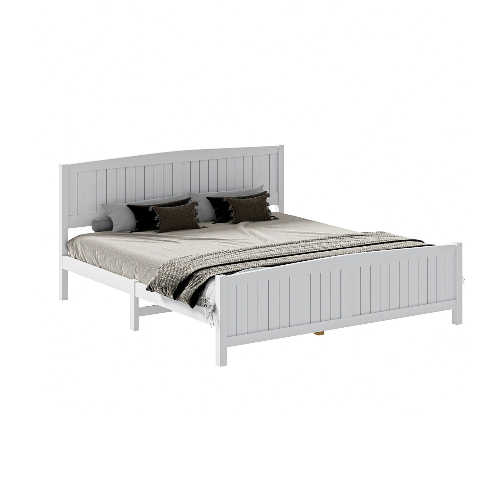 1 Oikiture Bed Frame King Size Wooden Base Timber Platform
 - White, 1 of 10