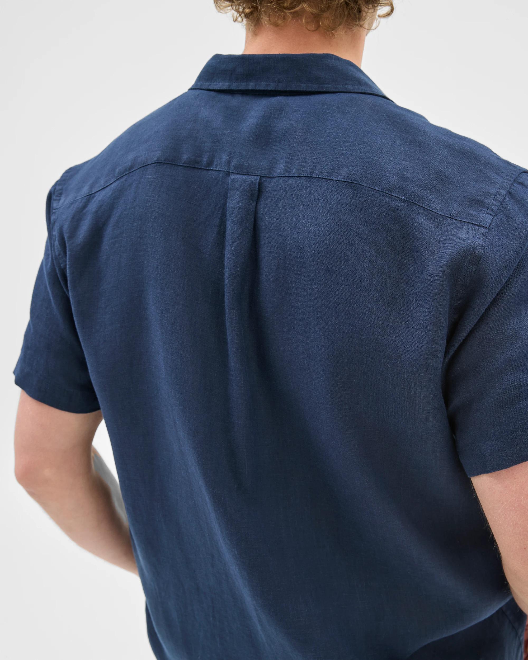 5 Target European Linen Short Sleeve Shirt NAVY, 5 of 6