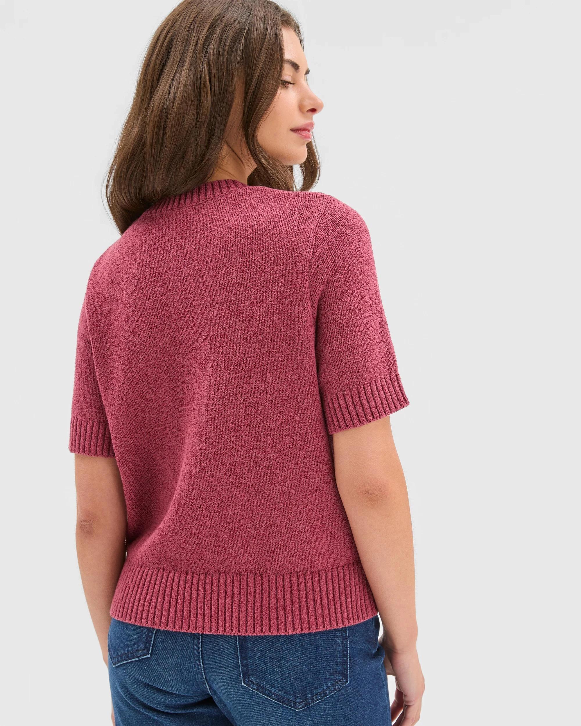 6 Target Petites Petites Australian Cotton Blend Short Sleeve Mini Boucle Cardigan MULBERRY, 6 of 6
