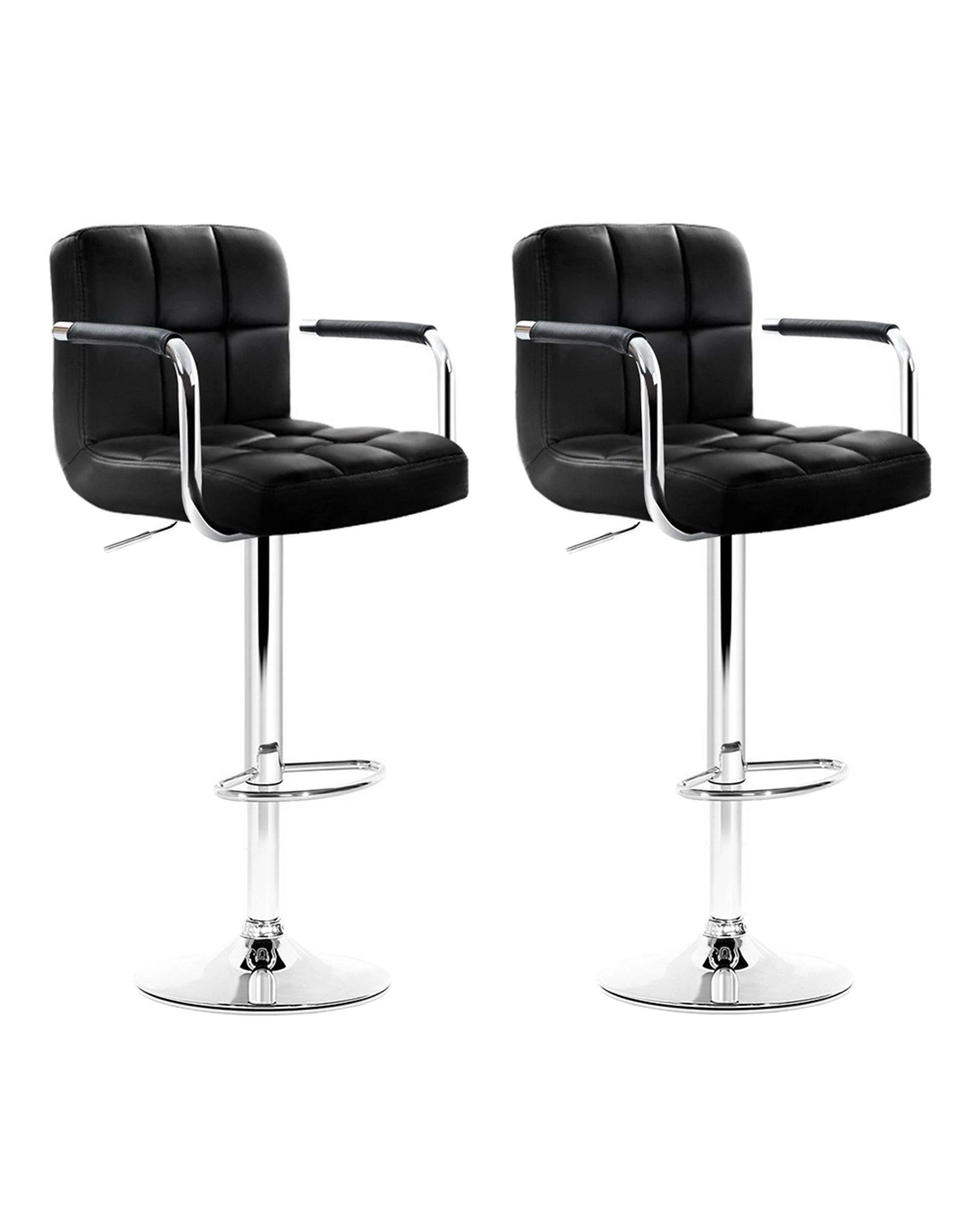 1 Artiss 2x Bar Stools Leather Gas Lift W/armrest
 - Black, 1 of 3