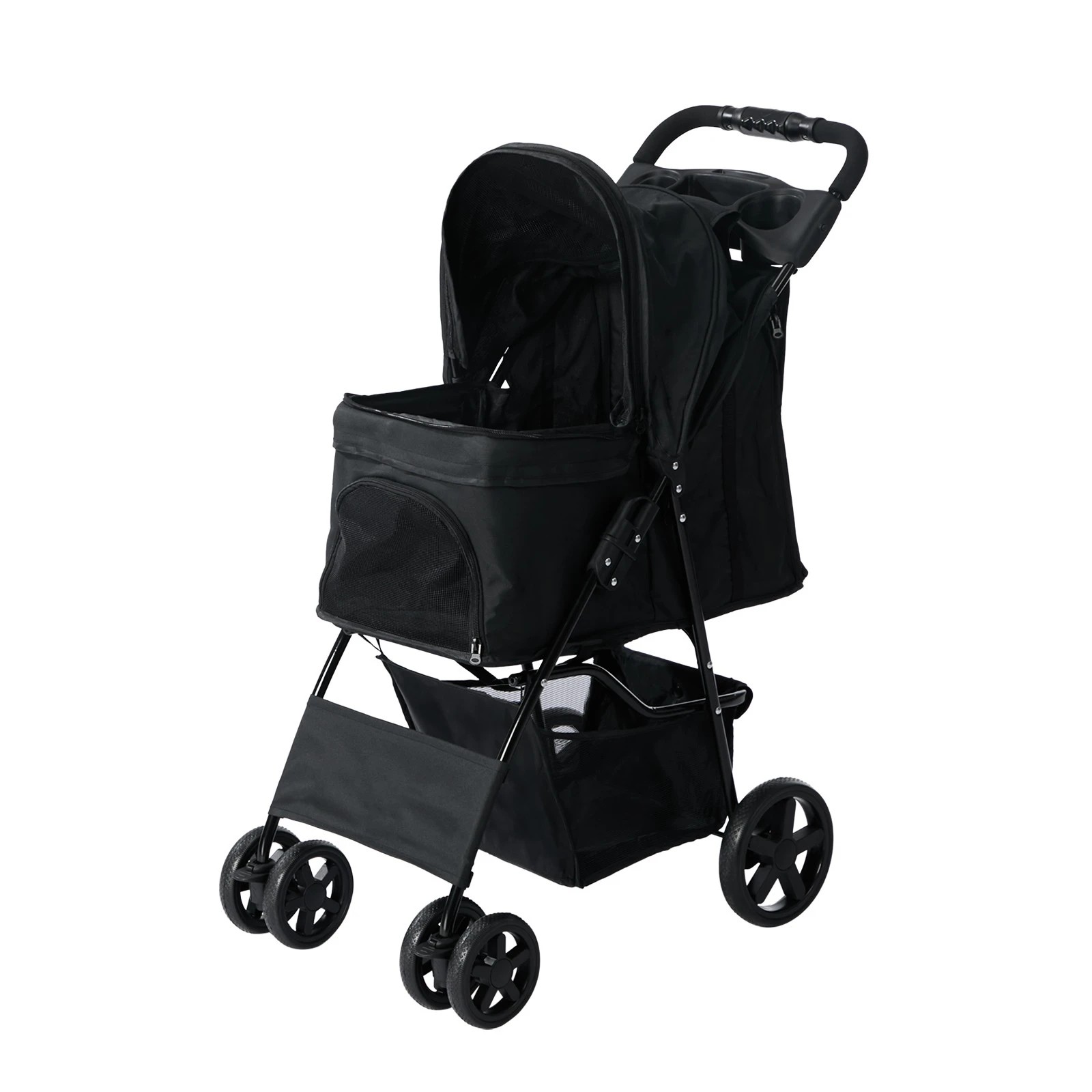 1 Alopet Pet Stroller Pram Dog Cat Carrier Cage Travel Pushchair Storage Foldable - Black, 1 of 9