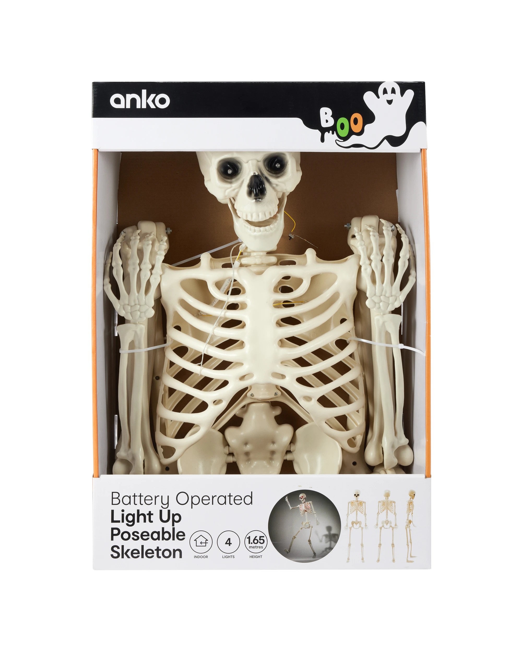 9 Battery Operated LED Light Up Poseable Skeleton, 9 of 10