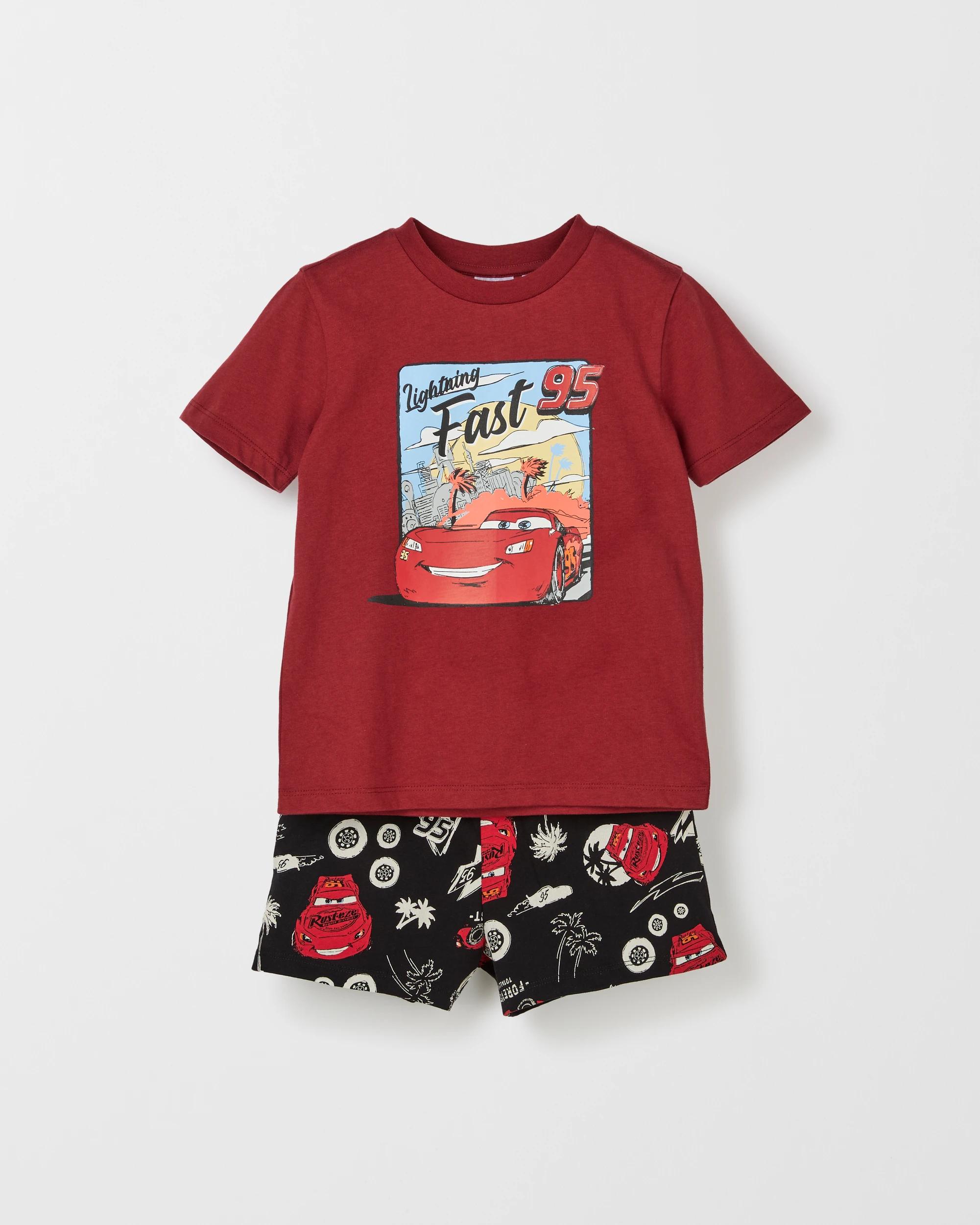 4 Disney Organic Cotton 2 Pack Younger Boys Top & Shorts Pyjama Set CARS, 4 of 7