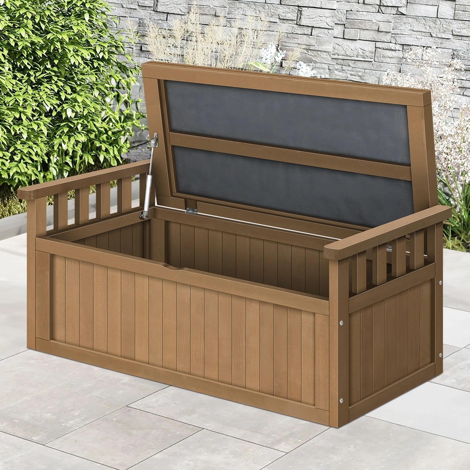 9 Alfordson Outdoor Storage Box Wooden Garden Bench Chest Tool Sheds XL - Natural, 9 of 9