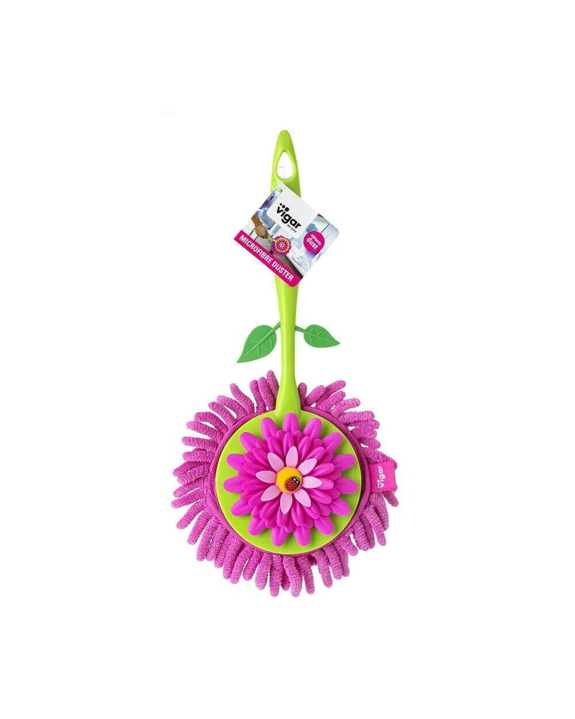 2 Vigar Flower Power Round Microfibre Duster Pink - Multi, 2 of 3