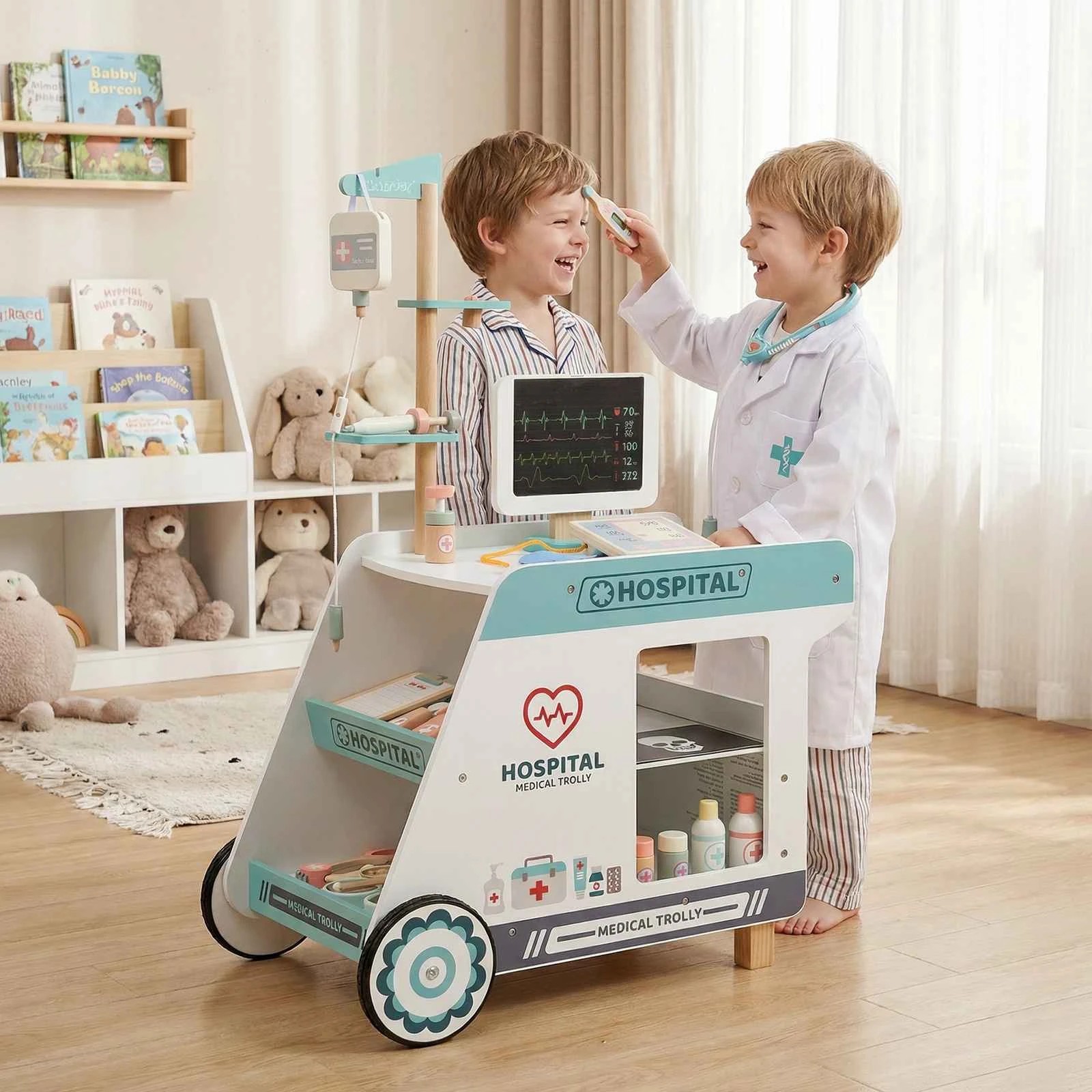 2 Costway Doctor Playset Pretend Medical Station Toy Set - Green, 2 of 3