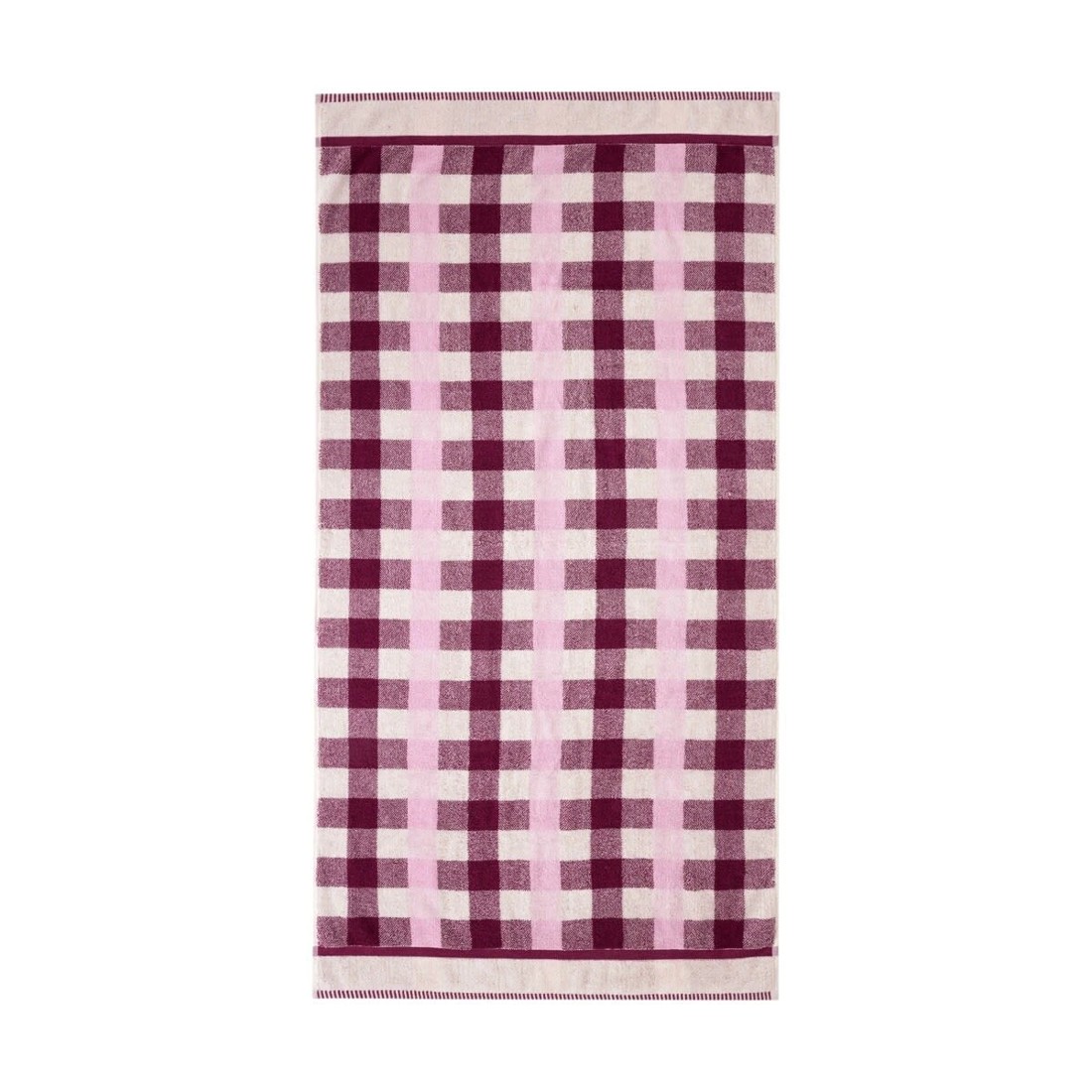 3 Cotton Check Bath Towel - Pink, 3 of 5