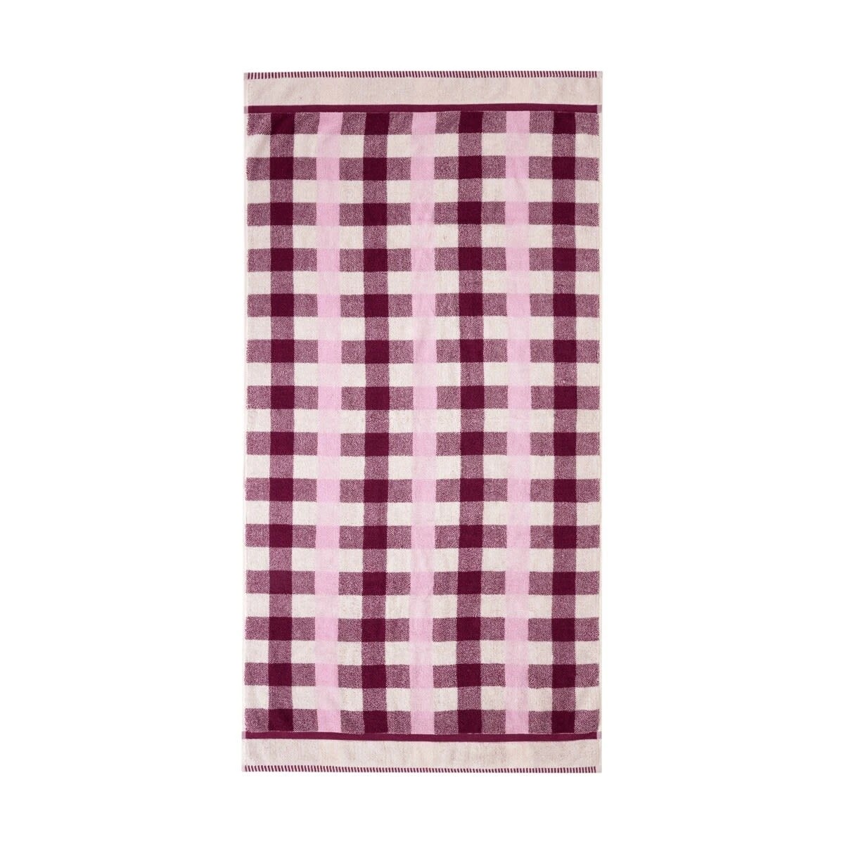 3 Cotton Check Bath Towel - Pink, 3 of 5