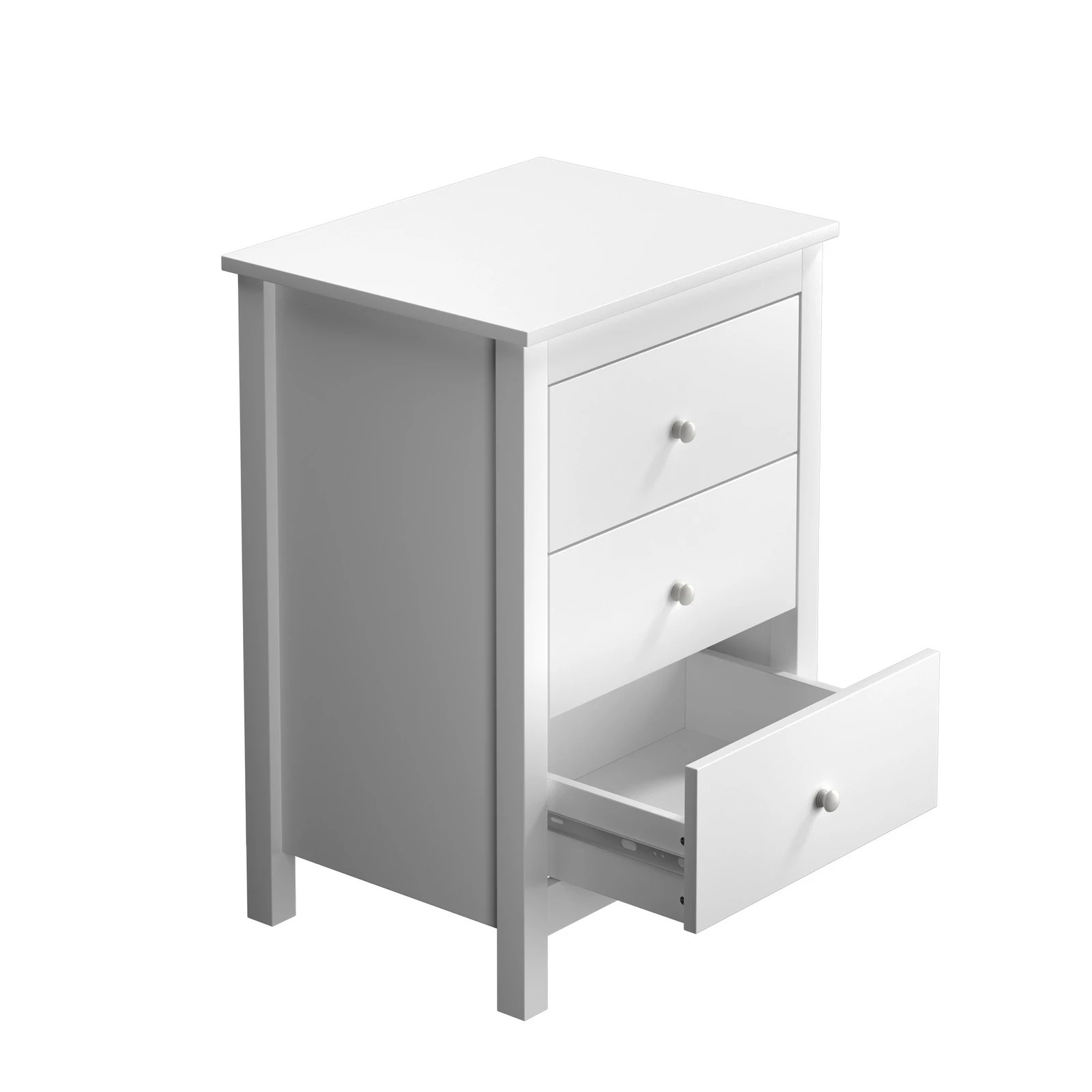 8 Oikiture Bedside Table 3 Drawers Storage Cabinet Nightstand
 - White, 8 of 10