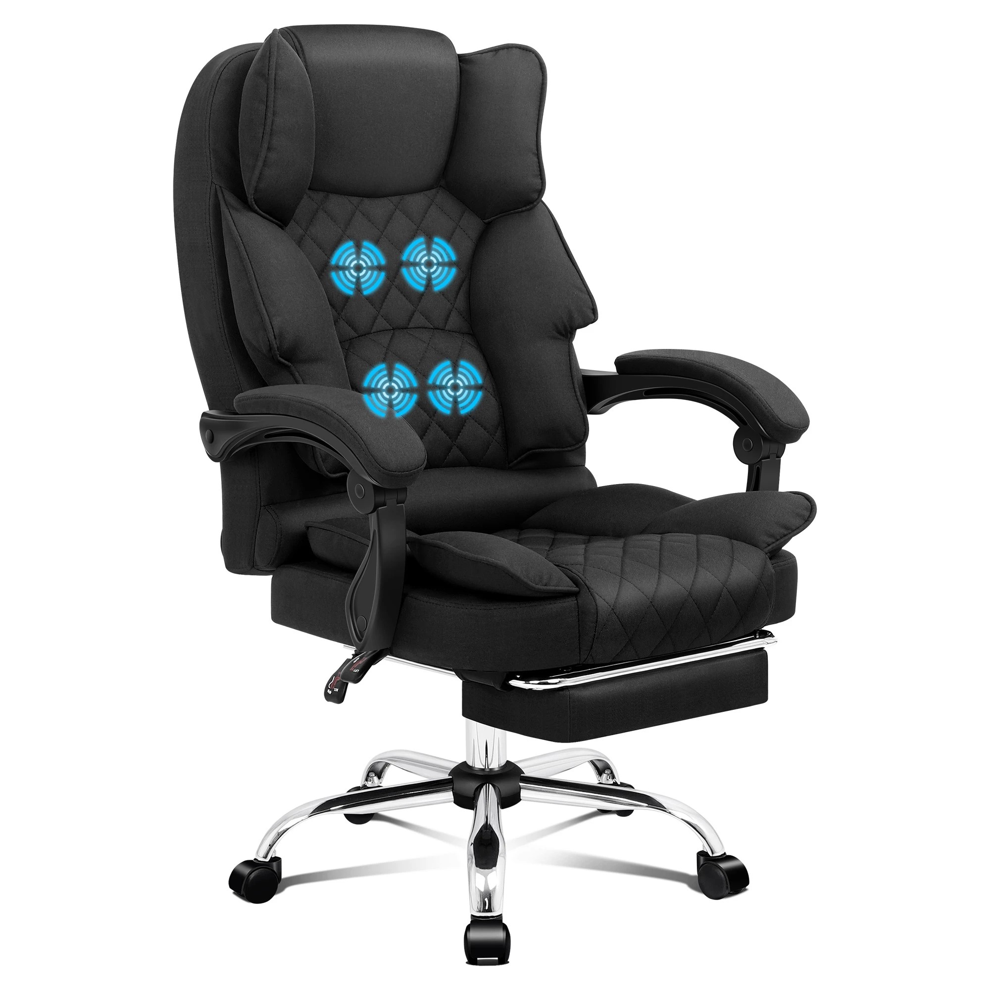 1 Alfordson Massage Office Chair Executive Recliner Gaming Computer Seat Fabric - Black, 1 of 10