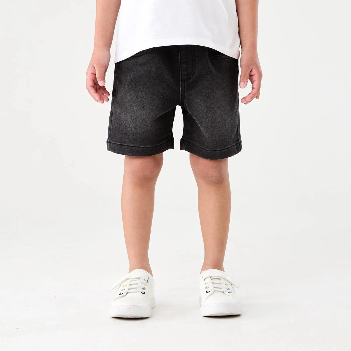 1 Knit Denim Shorts BLACK WASH, 1 of 6