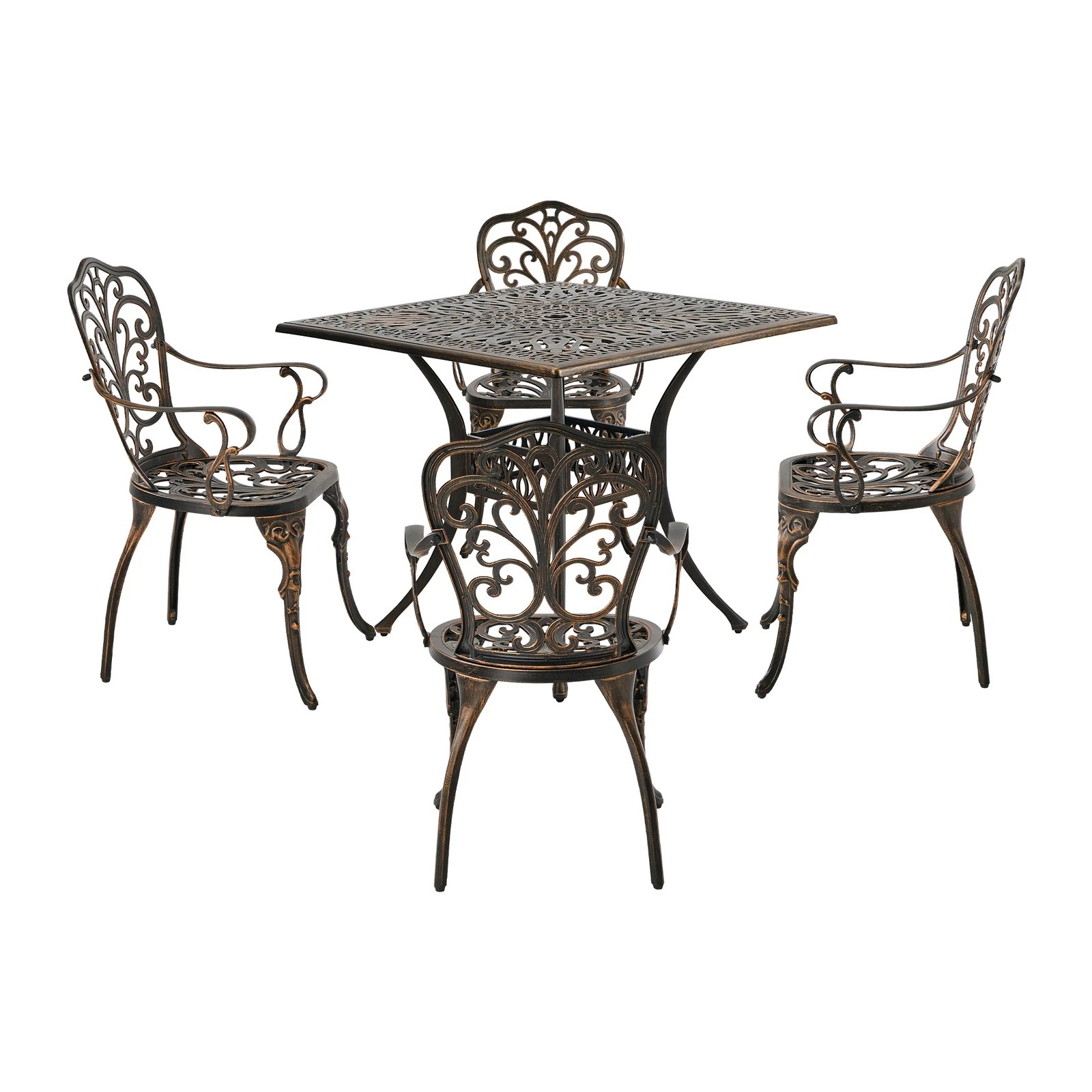 6 Livsip 3 Piece Outdoor Patio Set Bistro Patio Setting Cast Aluminium Butterfly - Bronze, 6 of 7