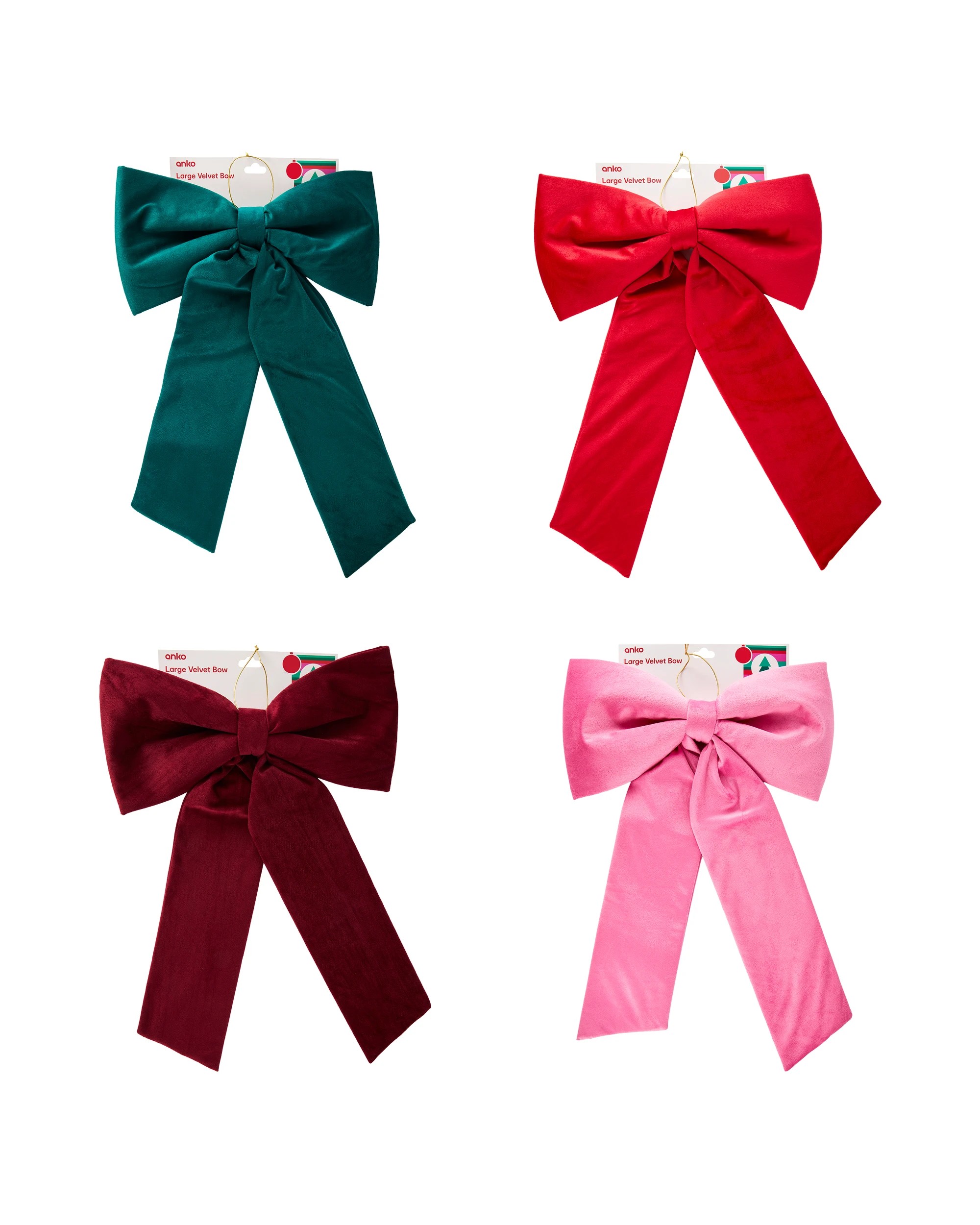 4 Large Velvet Bow - Assorted, 4 of 4