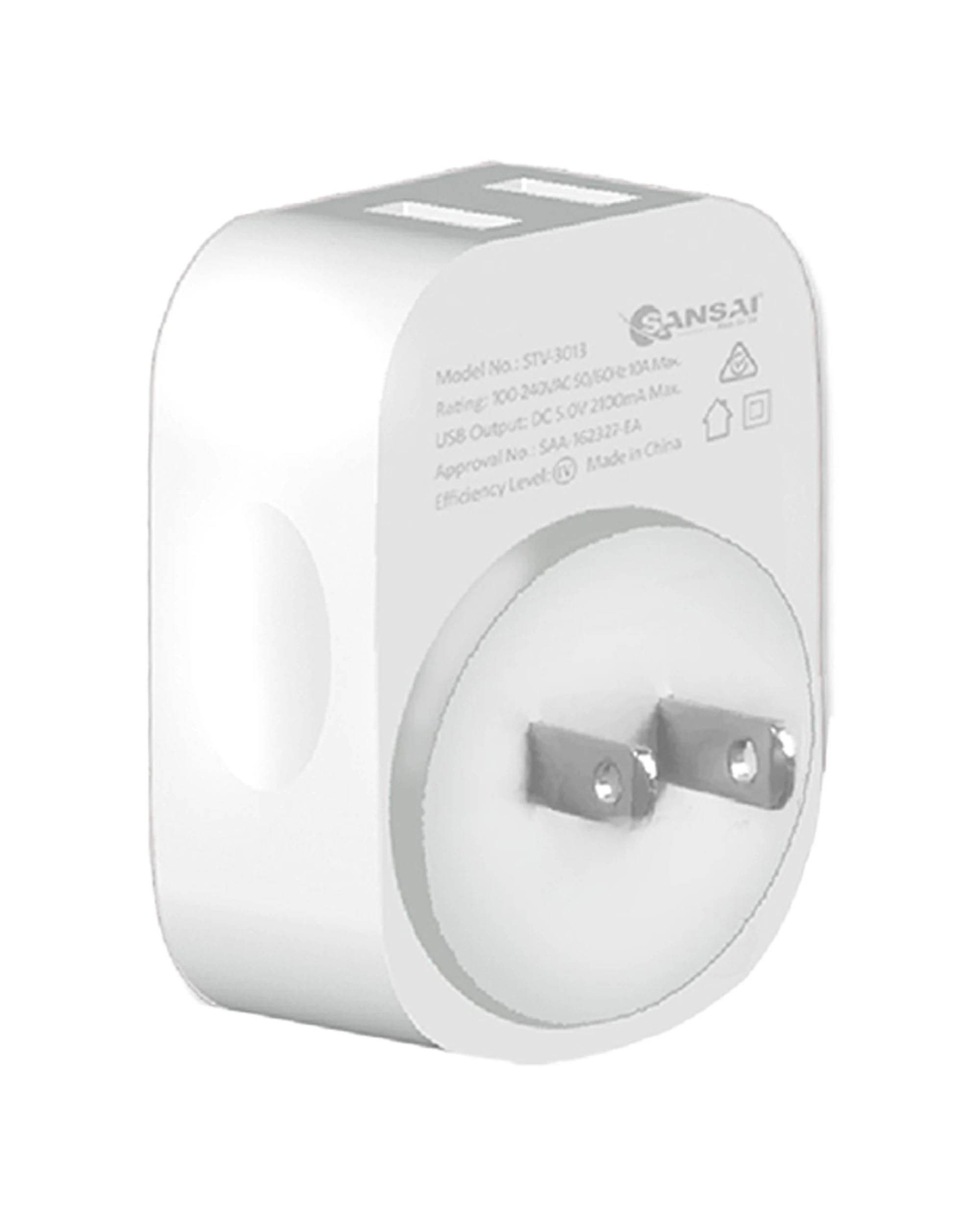1 Sansai Surge Protected Travel Adapter with USB-C And USB-A Port AU Japan - White, 1 of 3