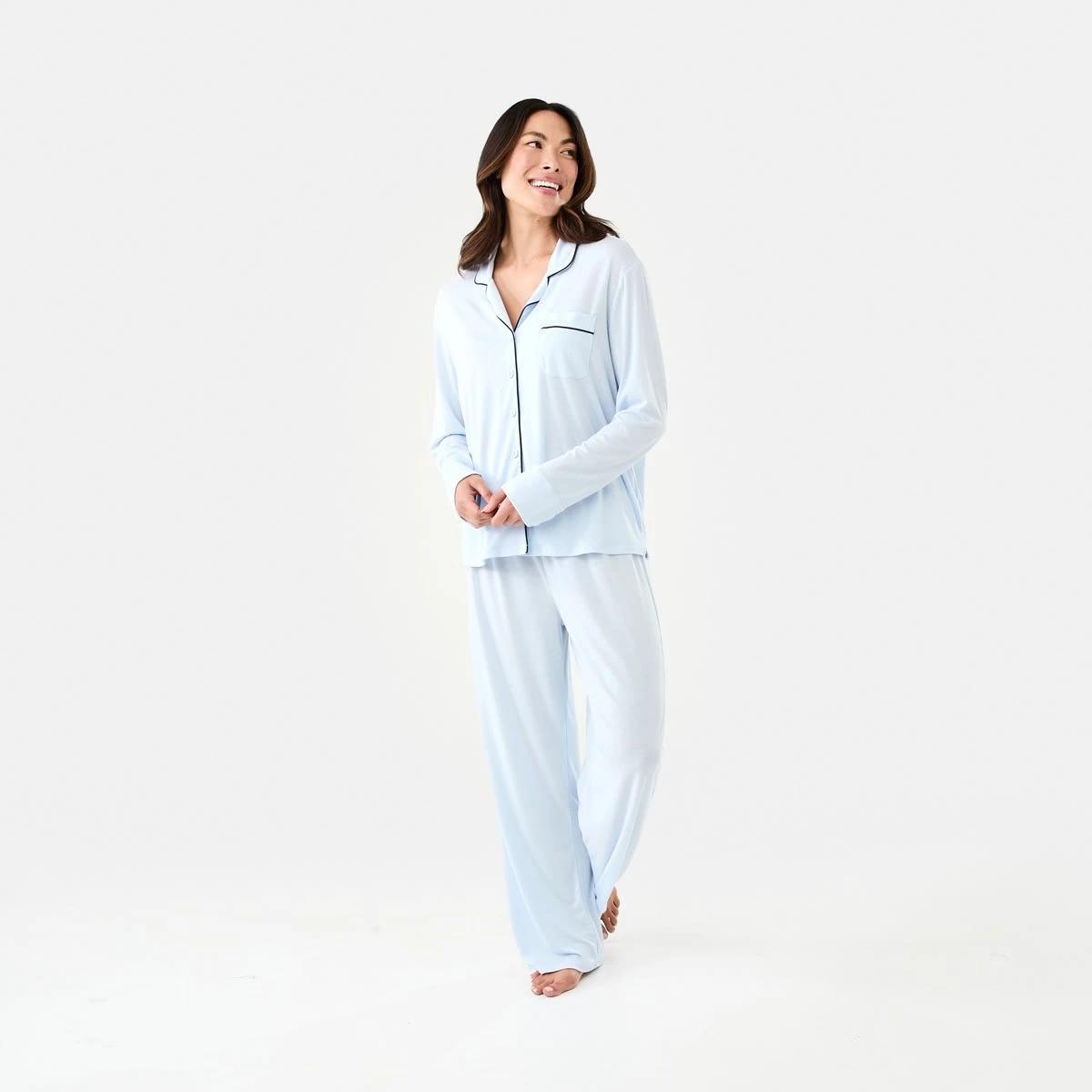 1 Long Sleeve Top and Pants Comfort Pyjama Set Halo Blue, 1 of 8