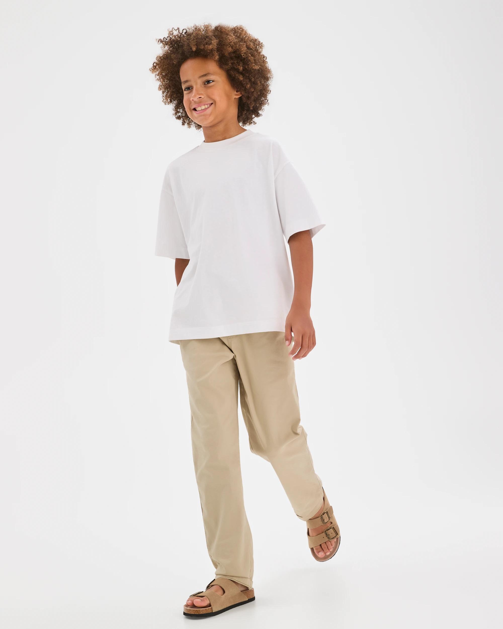 3 Target Kids Elastic Waist Chino Pants STONE, 3 of 7