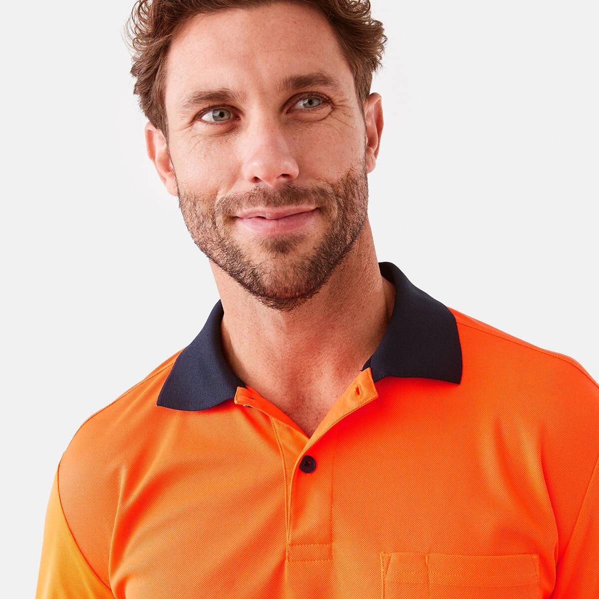 4 Workwear Long Sleeve Hi-Visibility Cool Polo Shirt SAFETY ORANGE, 4 of 7