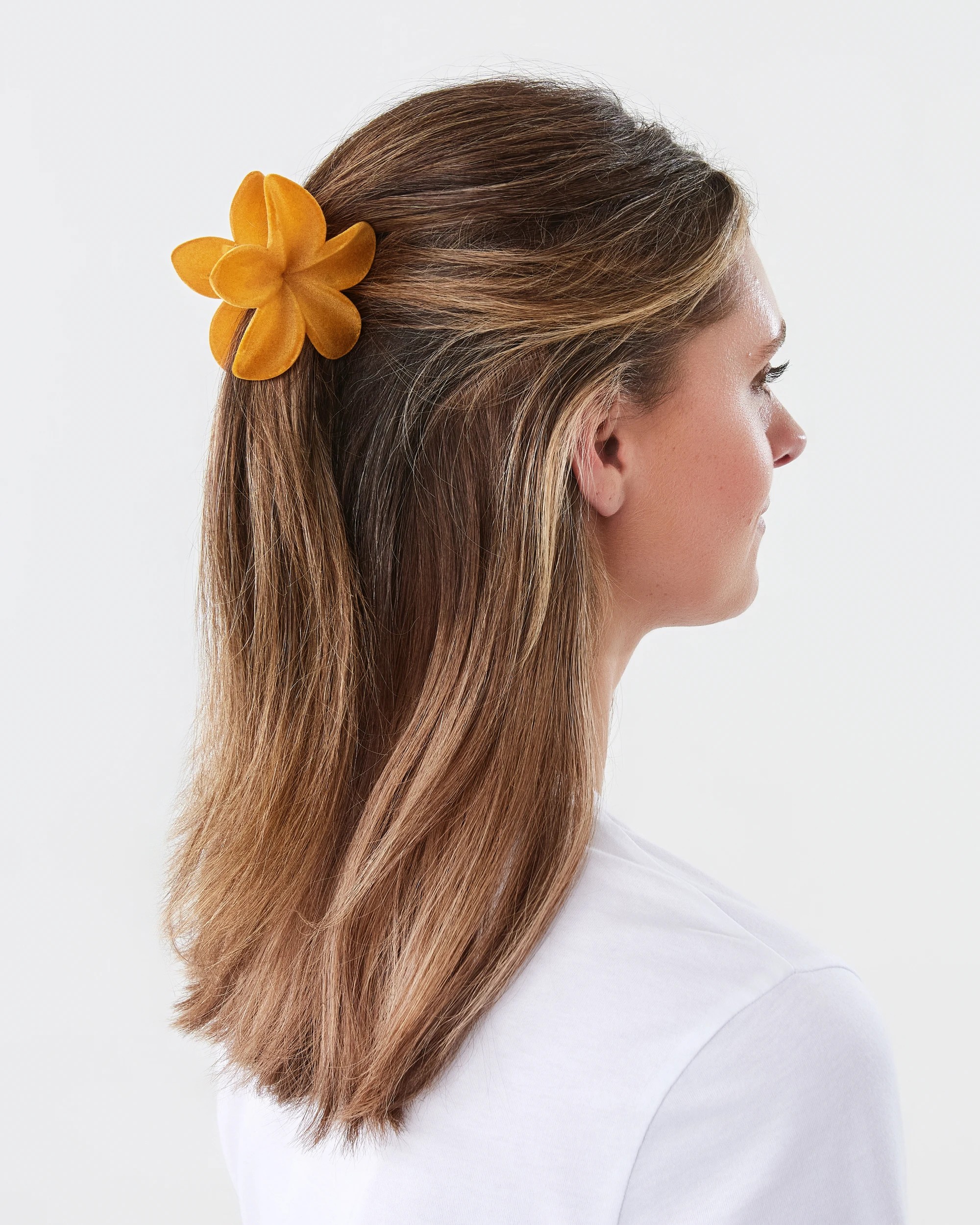 3 Yellow Velvet Frangipani Claw Hair Clip, 3 of 4