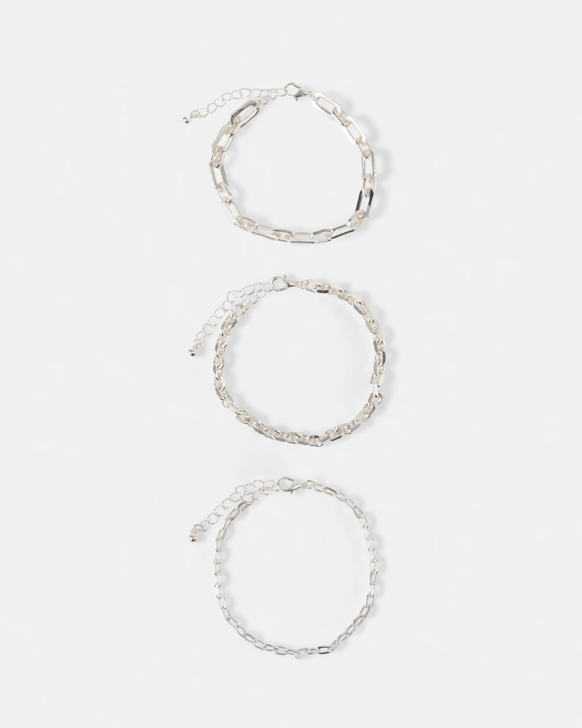 1 3 Pack Chain Bracelets - Silver Tone, 1 of 5