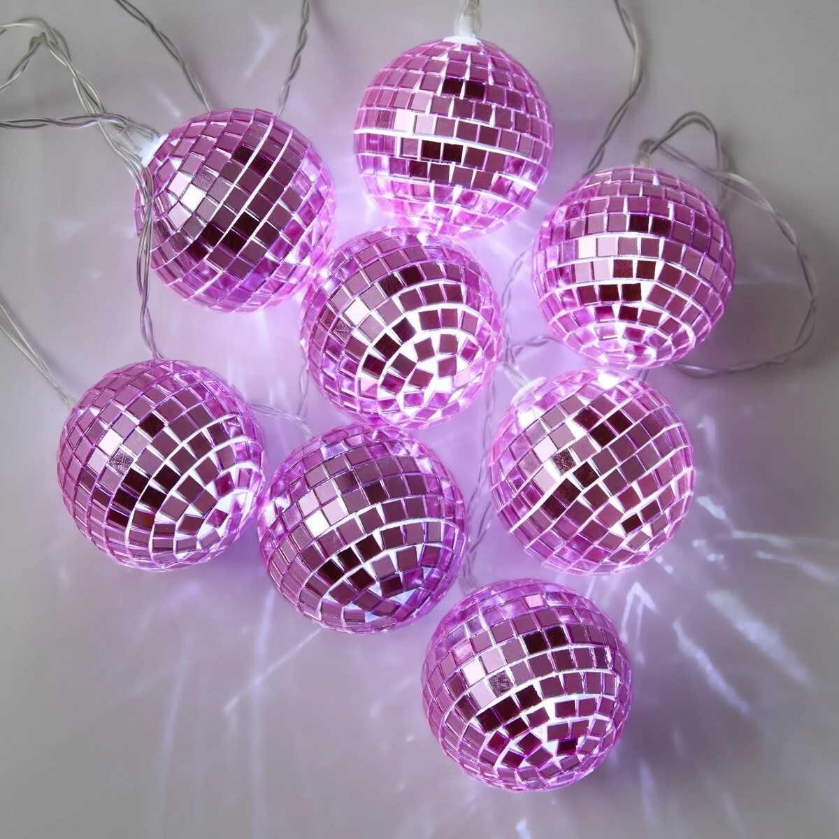 4 Pink Disco Ball String Lights, 4 of 8