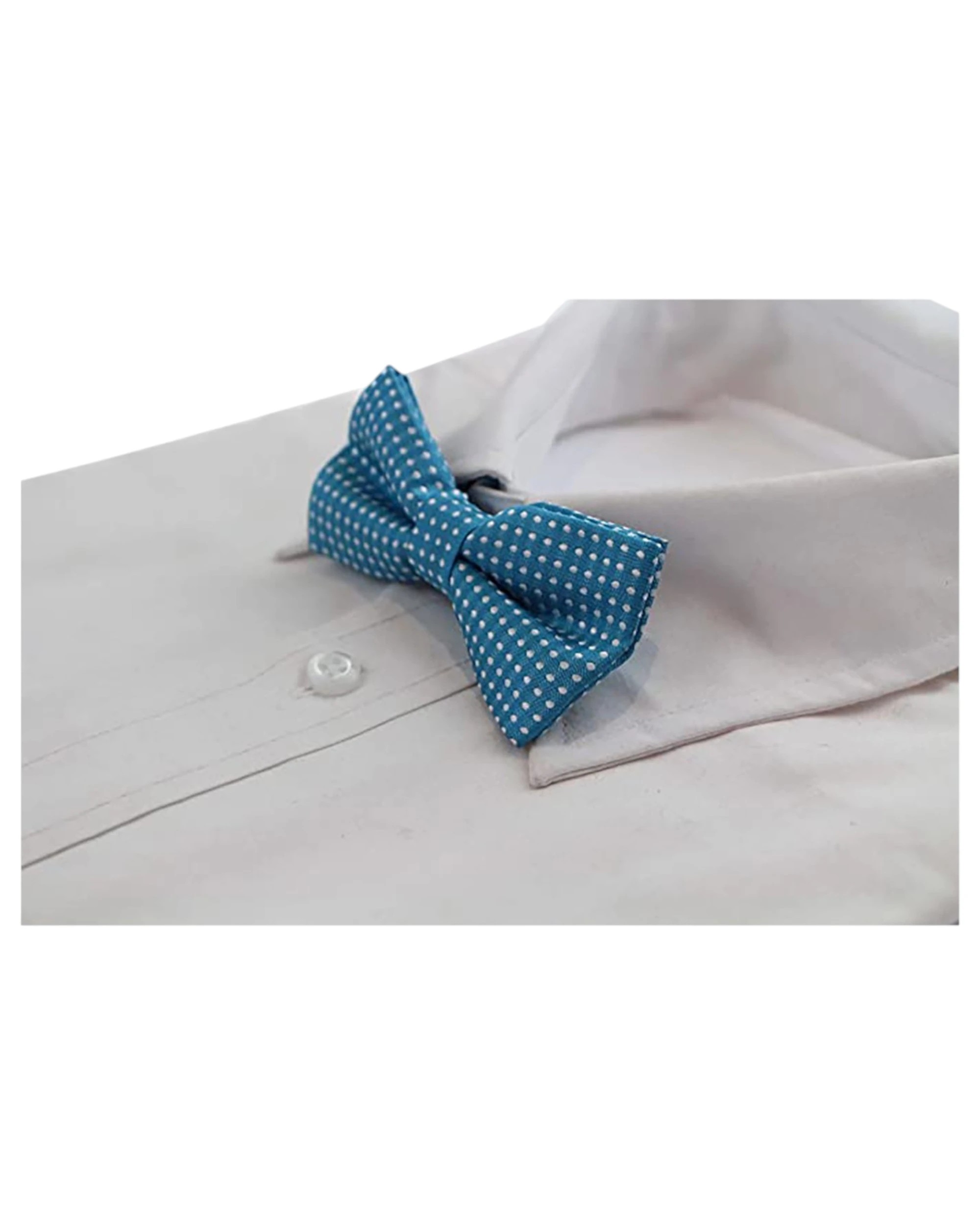 1 Zasel Boys Turquoise Bow Tie With White Polka Dots - Multi, 1 of 5
