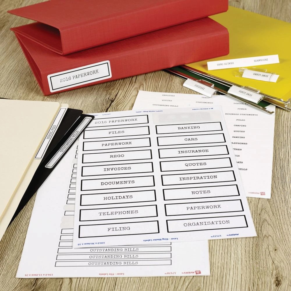 4 Avery 24UP Inkjet Laser Spine Filing Labels White 25 Sheets, 4 of 5