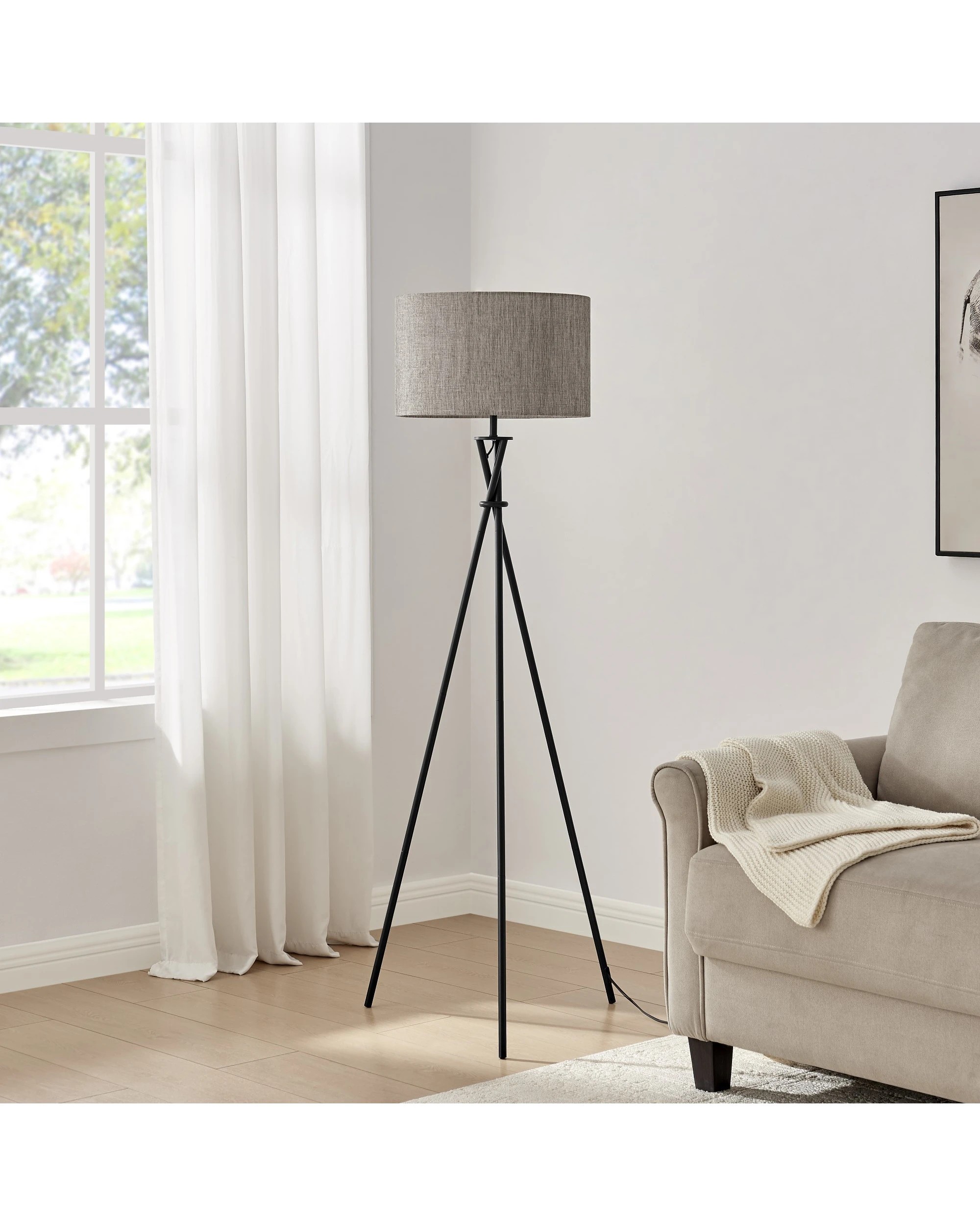 1 Sherwood Lighting Art Deco Tripod Floor Lamp - Grey, 1 of 7