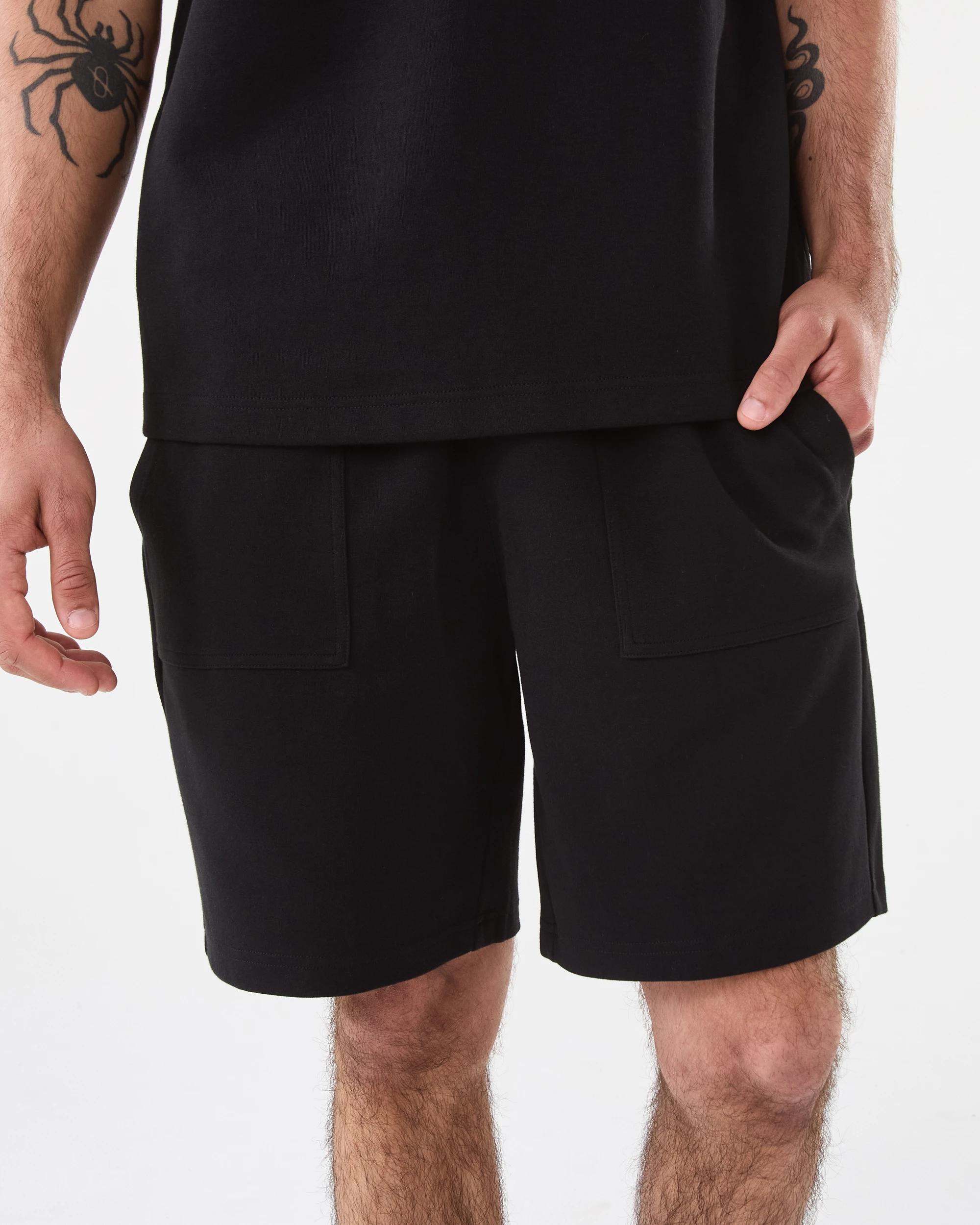 1 Elastic Waist Interlock Knit Shorts Black, 1 of 6