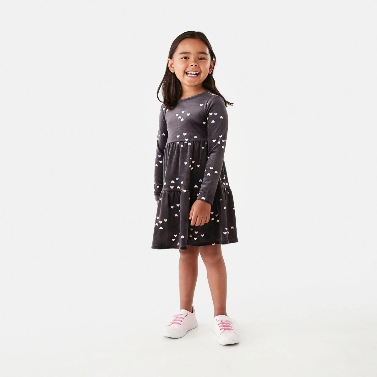 6 Long Sleeve Velour Tier Dress Hearts, 6 of 9