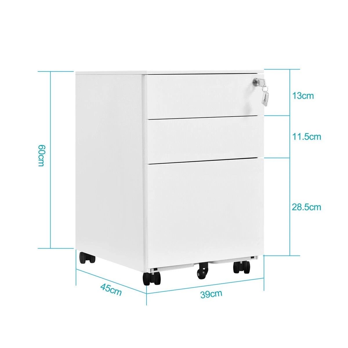 2 Ausway Steel File Cabinet 3 Drawers Metal Office Under Desk, 2 of 3