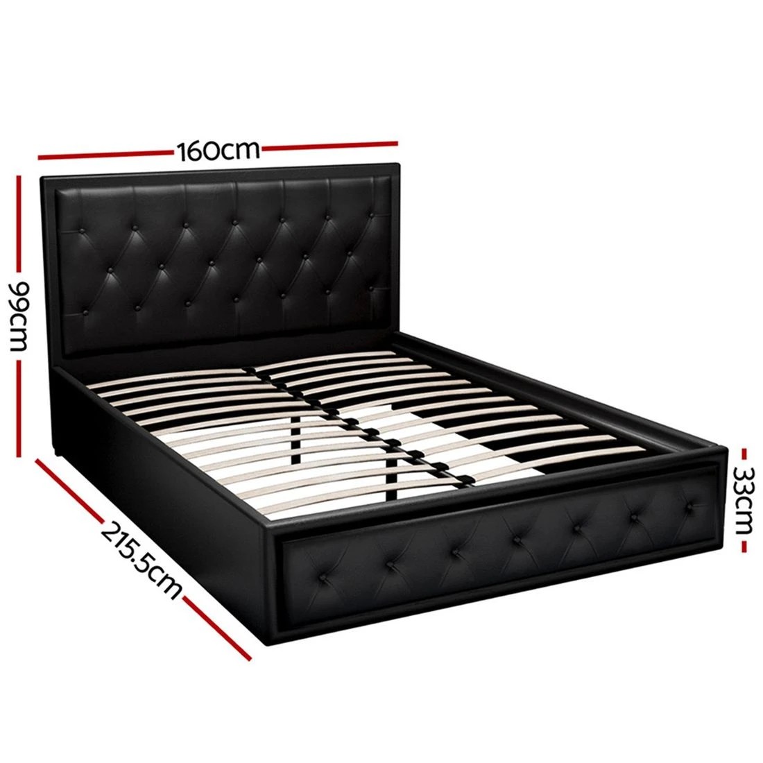 2 Artiss Bed Frame Queen Size Gas Lift Under Bed Storage Upholstered Sturdy Easy Assembly
 - black, 2 of 8