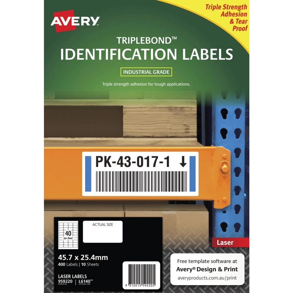 2 Avery 40UP TripleBond Heavy Duty Laser Labels White 10 Sheets, 2 of 4