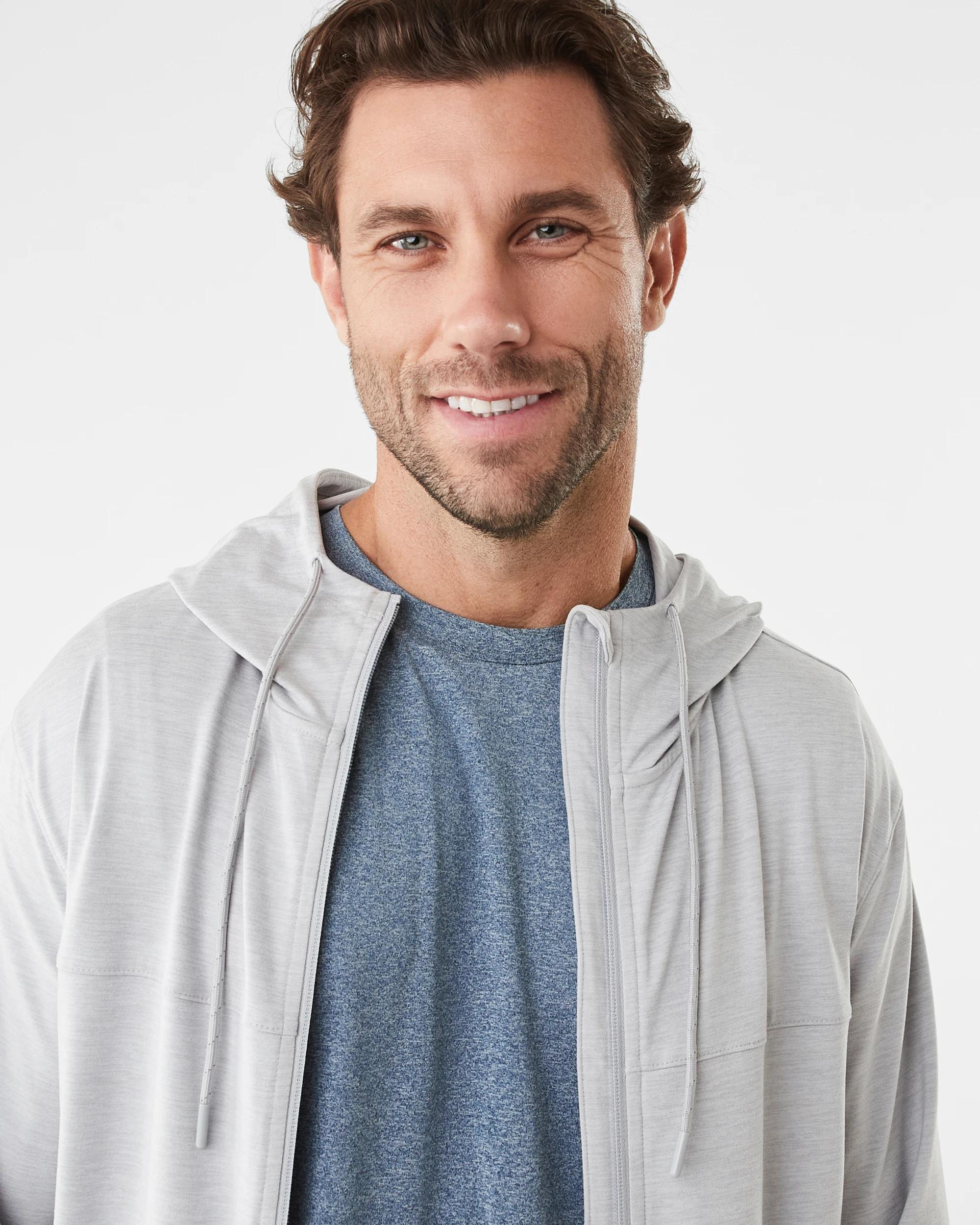 5 Active Mens Travel Zip Through Hoodie Grey Marl, 5 of 8
