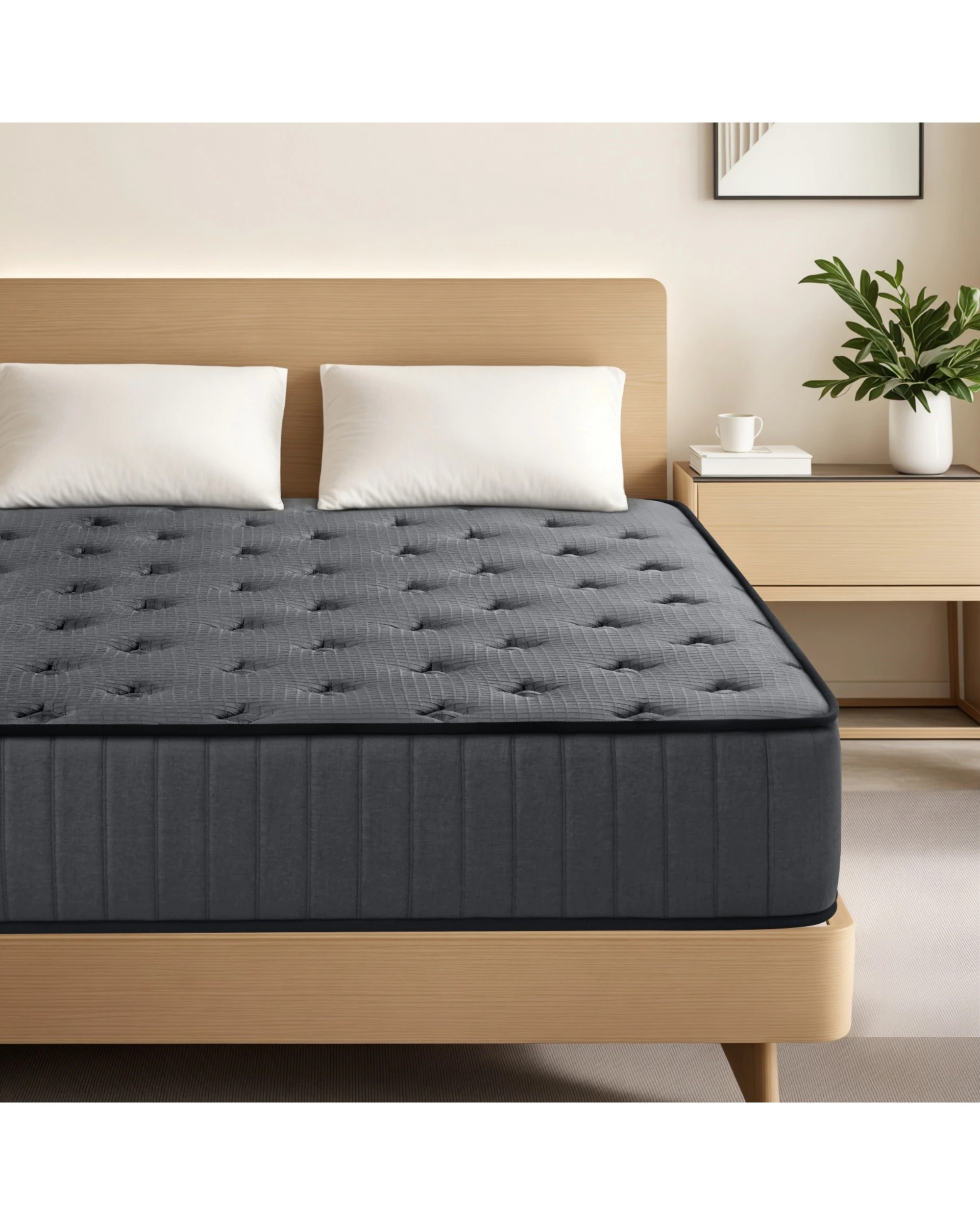 2 Advwin Mattress Queen Medium Firm Bed Top Pocket Spring 27cm - Grey, 2 of 4