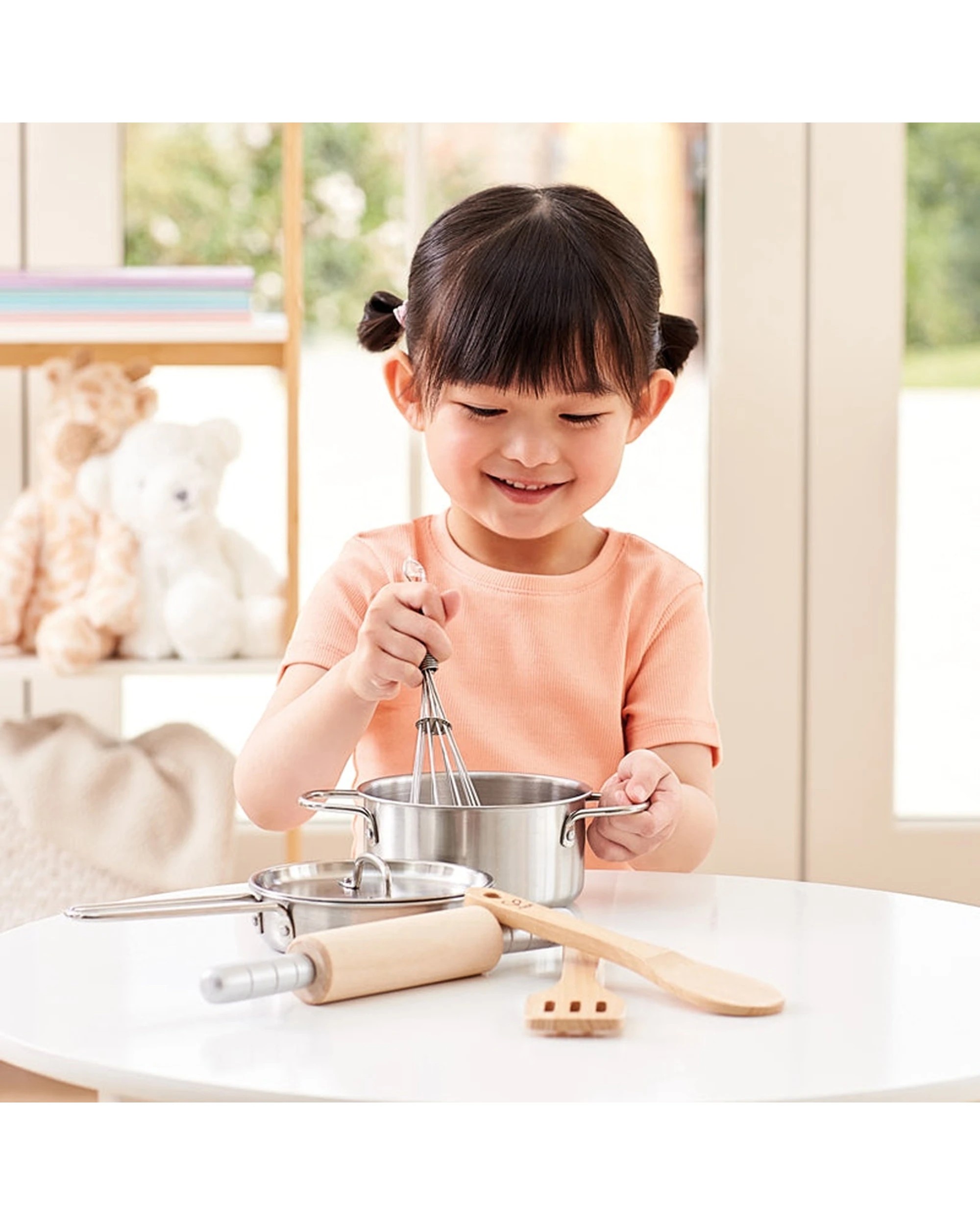 4 Hape Chef's Cooking Set With Stainless Steel Pots and Wooden Utensils Kids - Multi, 4 of 4