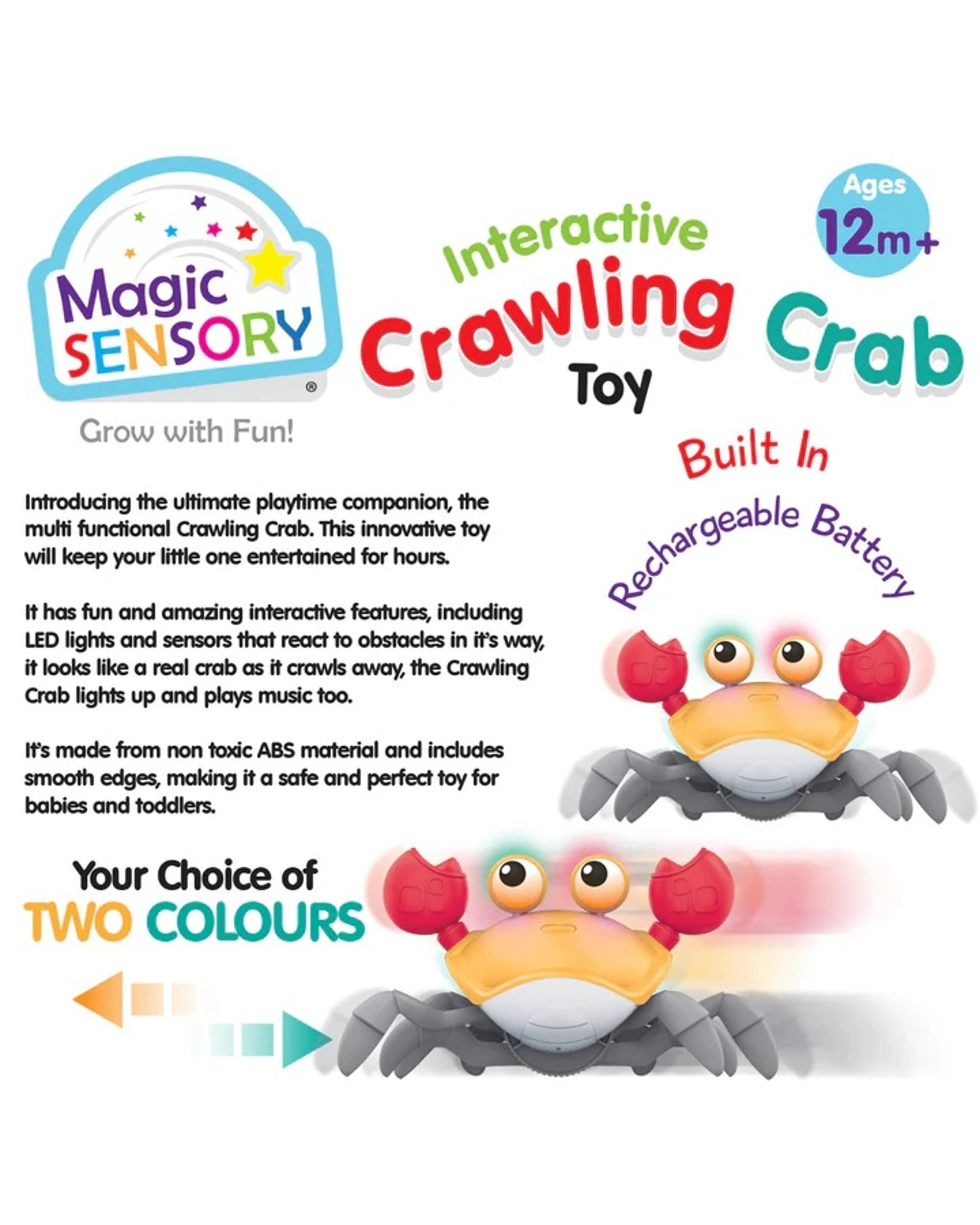 5 Magic Sensory Interactive Crawling Crab Toy - Orange, 5 of 8
