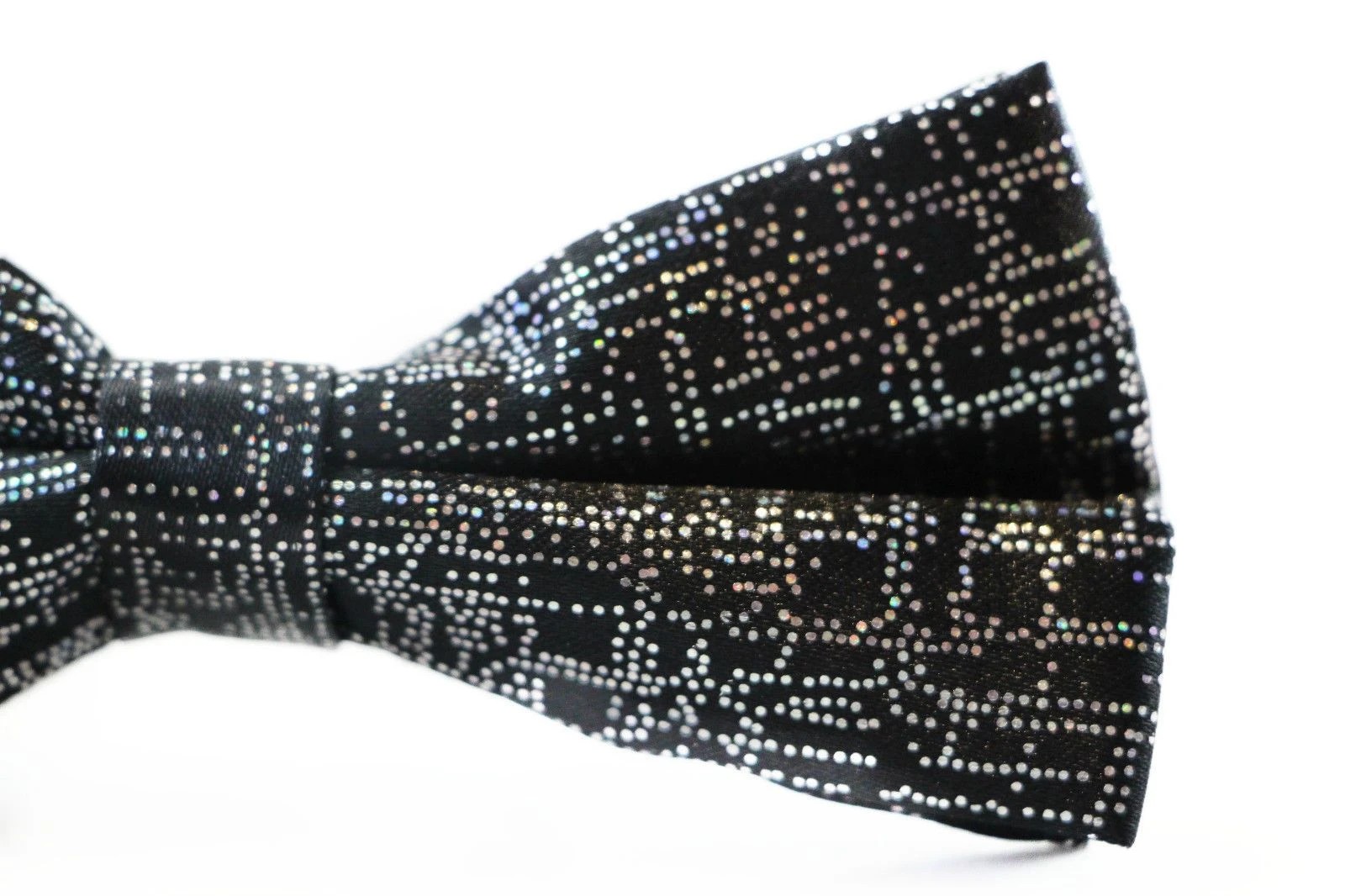 3 Zasel Mens Black Sparkly Glitter Patterned Bow Tie - Black, 3 of 6