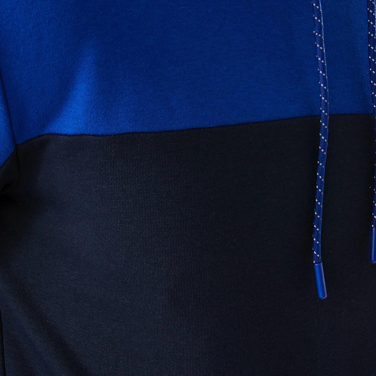 6 Active Mens Colour Block Fleece Hoodie Blue Navy, 6 of 7