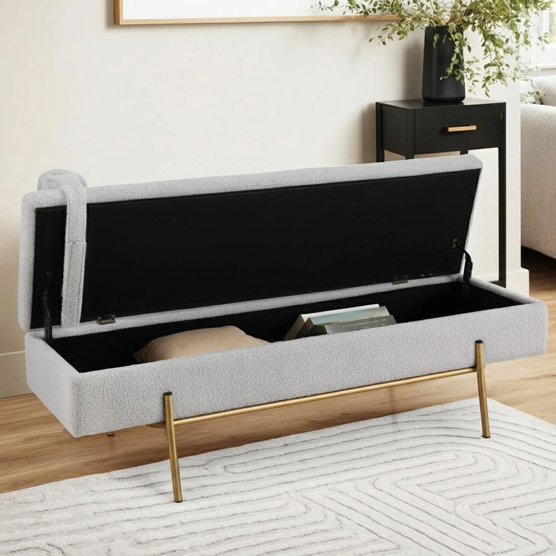 4 Artiss Storage Ottoman Bed 140cm Pillow Foot - Grey, 4 of 6