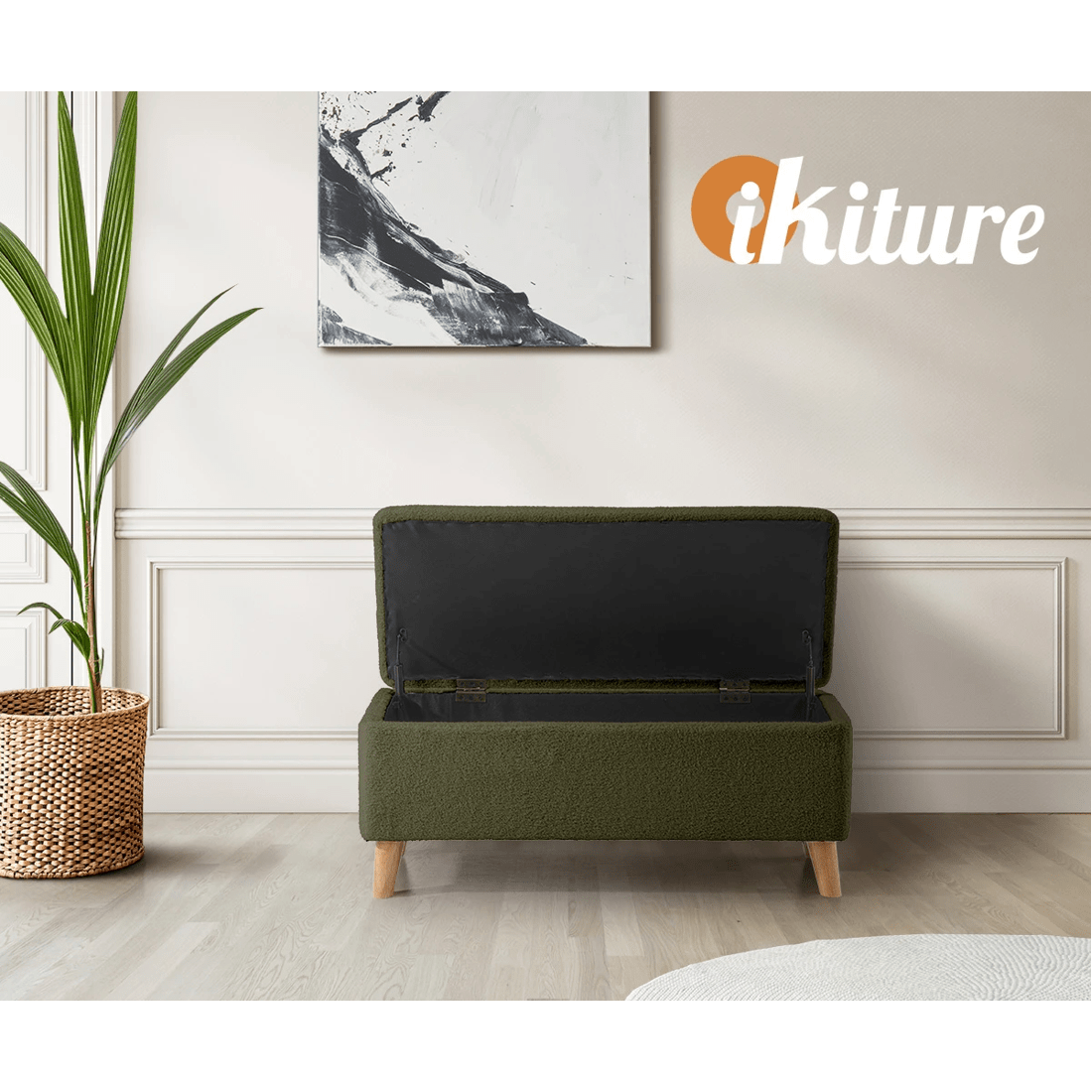 7 Oikiture Storage Ottoman Box Chest Sherpa - Green, 7 of 10