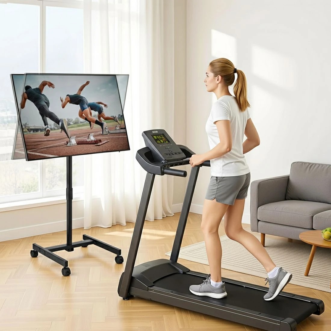 4 Artiss TV Stand 13-50" Universal Mobile Adjustable Height TV Stand with Wheels - Black, 4 of 5