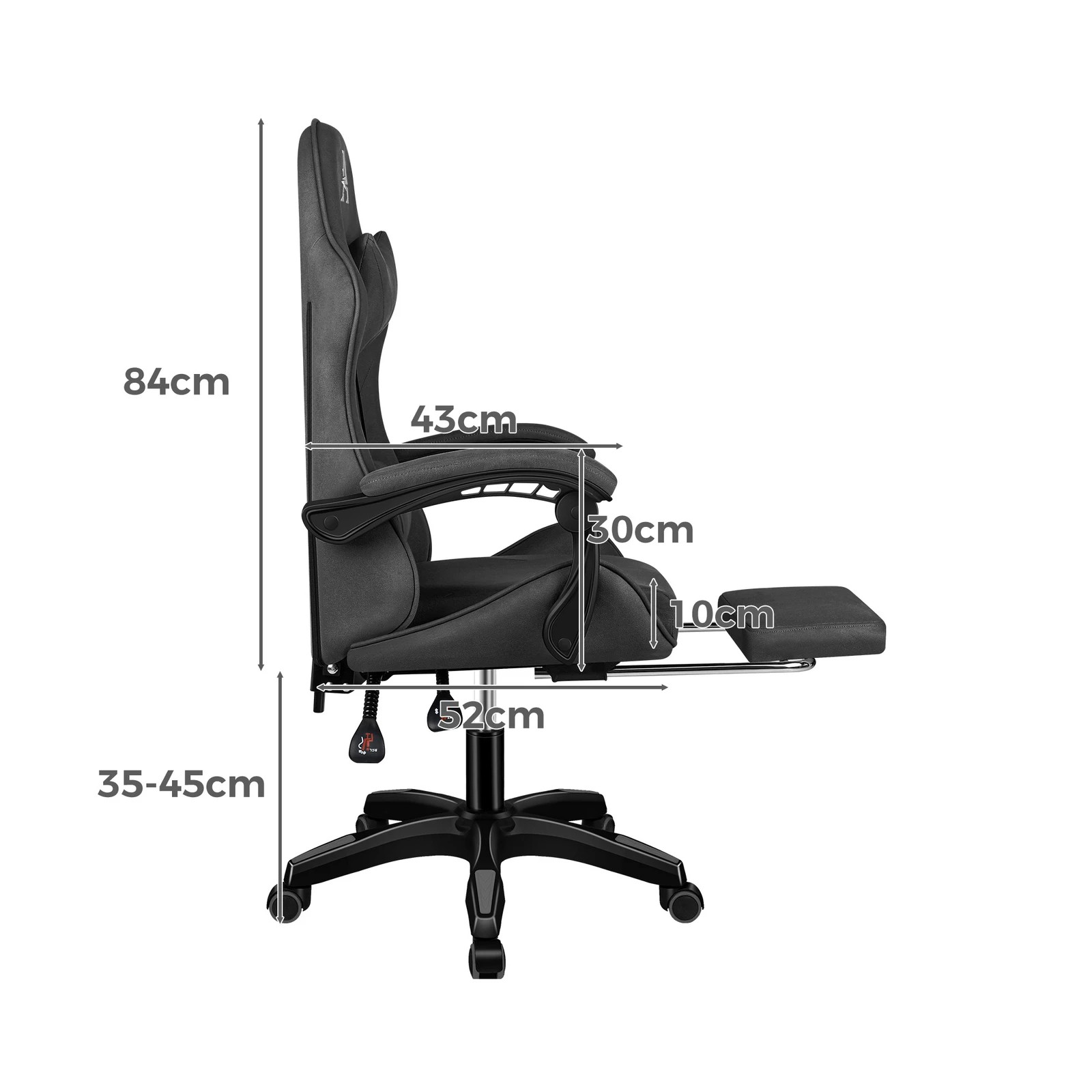 9 Alfordson Gaming Office Chair Massage Computer Footrest Seat Leathaire - Dark Grey, 9 of 10