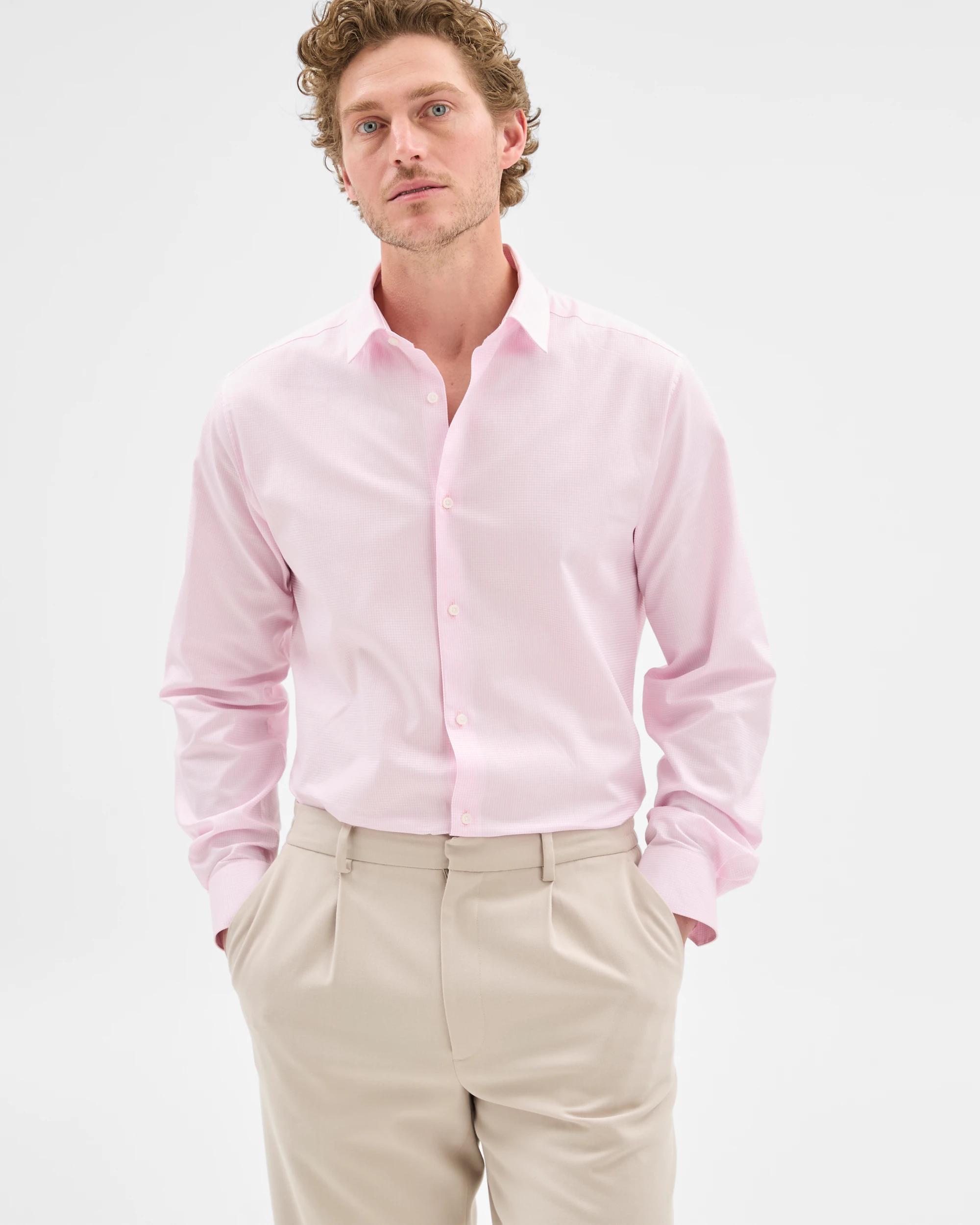 1 Australian Cotton Long Sleeve Gingham Shirt - Preview PINK CHECK, 1 of 5