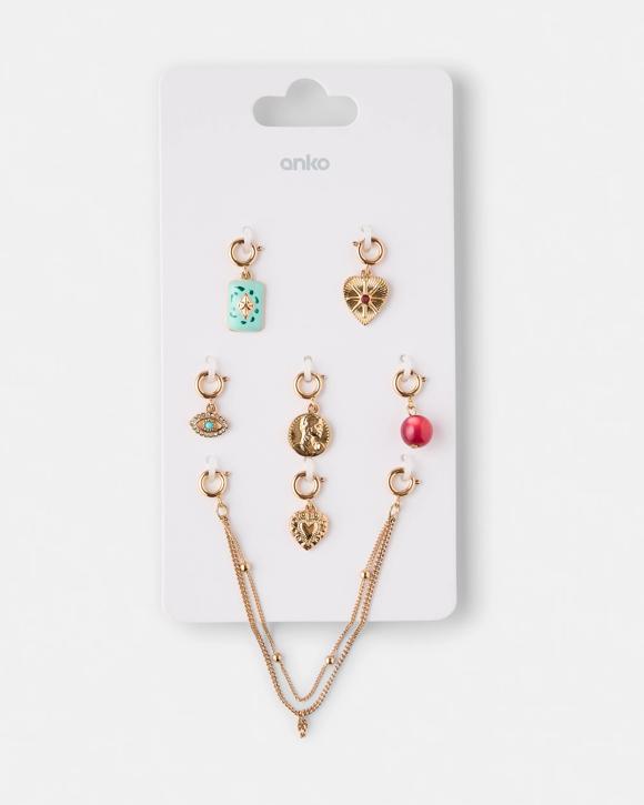 7 Pack Summer Charms - Teal, Red and Gold Tone